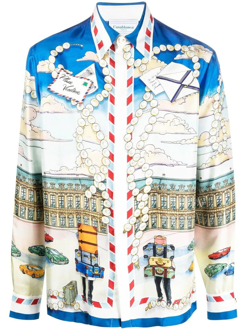 graphic-print silk shirt 1