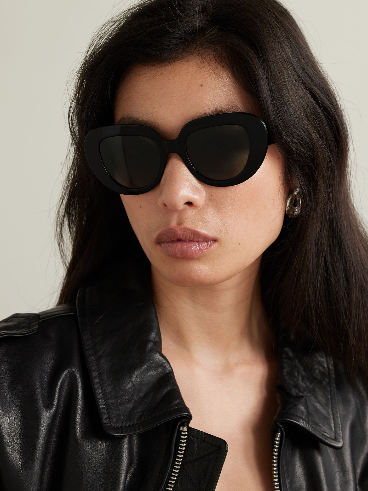 Oversized butterfly-frame acetate sunglasses Black - 2