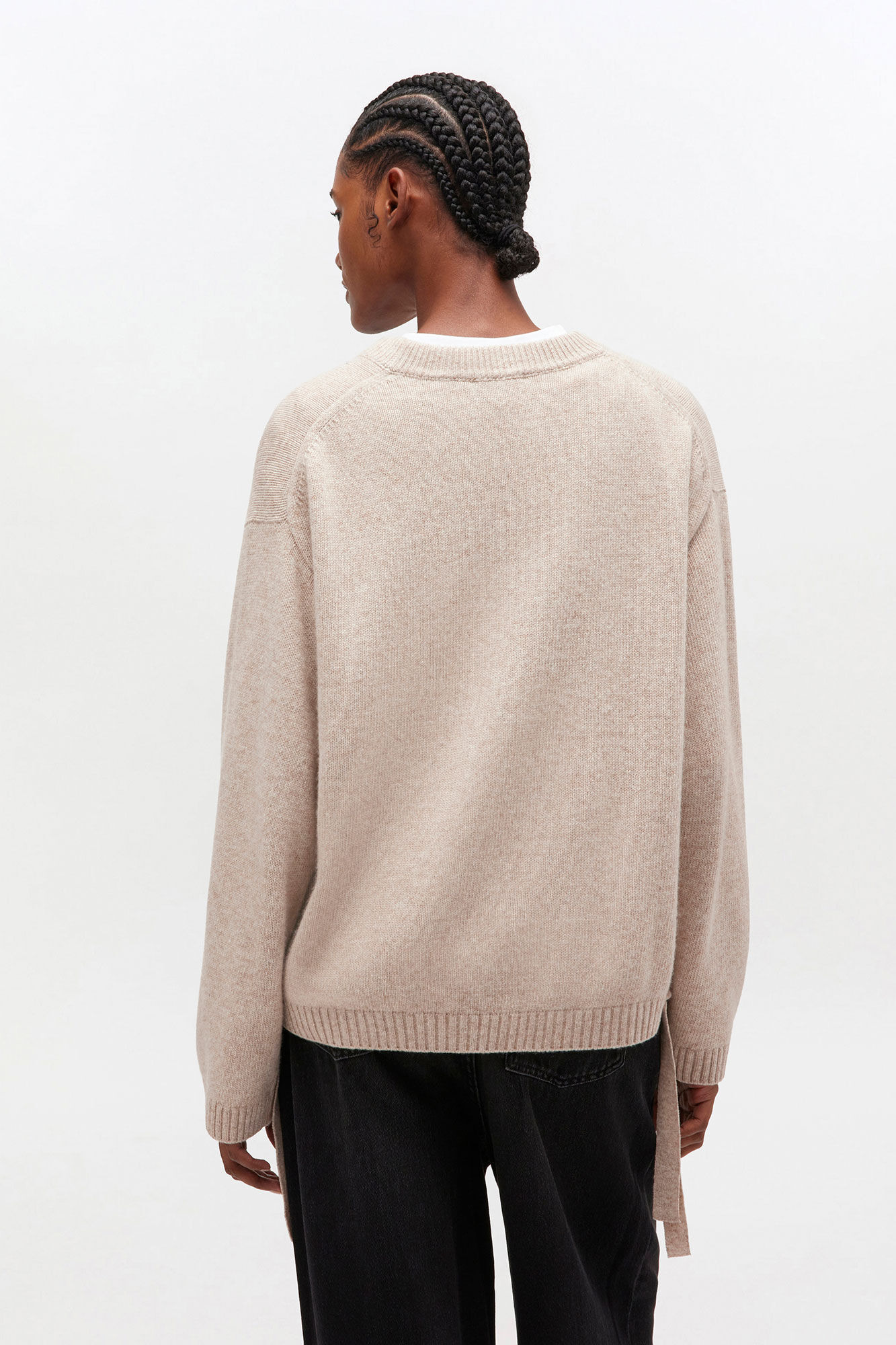 BEIGE WOOL MIX SWEATER - 4