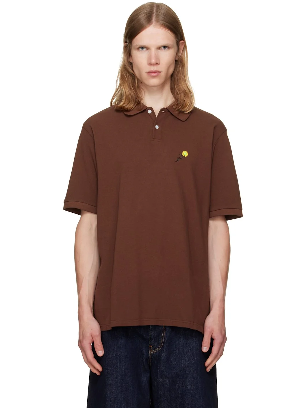 Brown Short Sleeve Pique Polo - 1