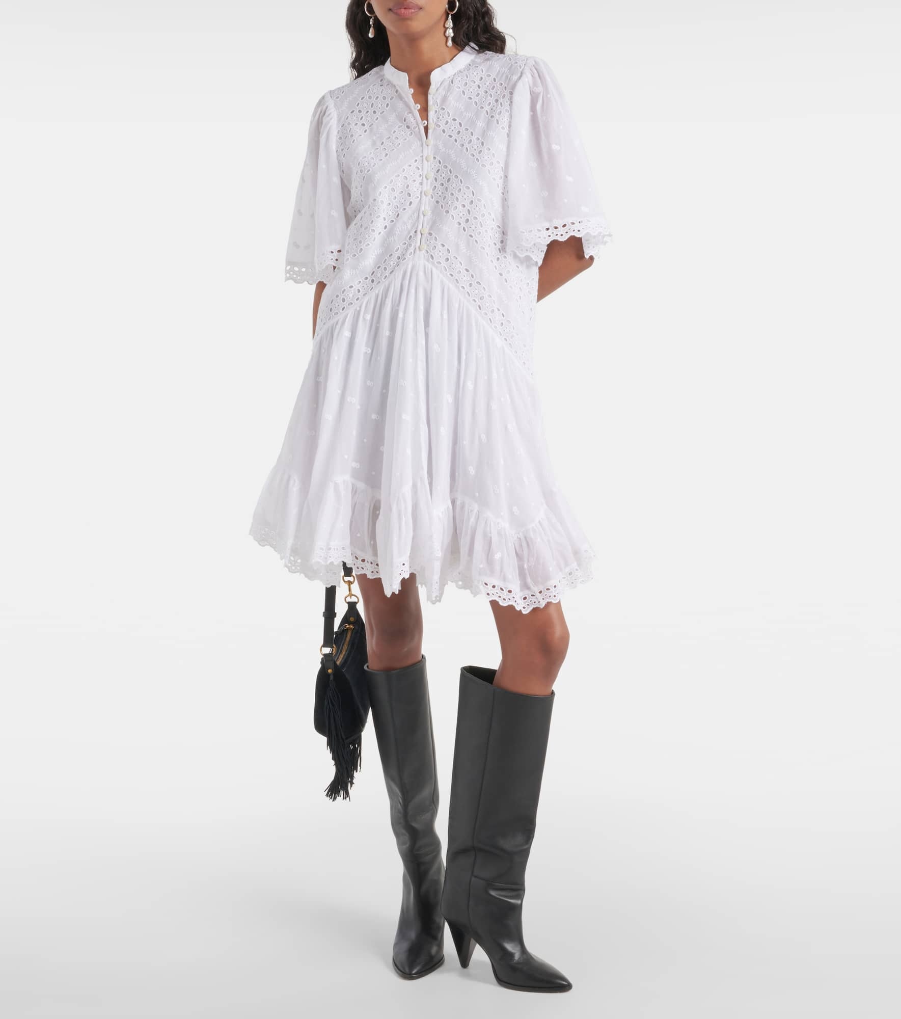 Slayae embroidered cotton minidress - 2