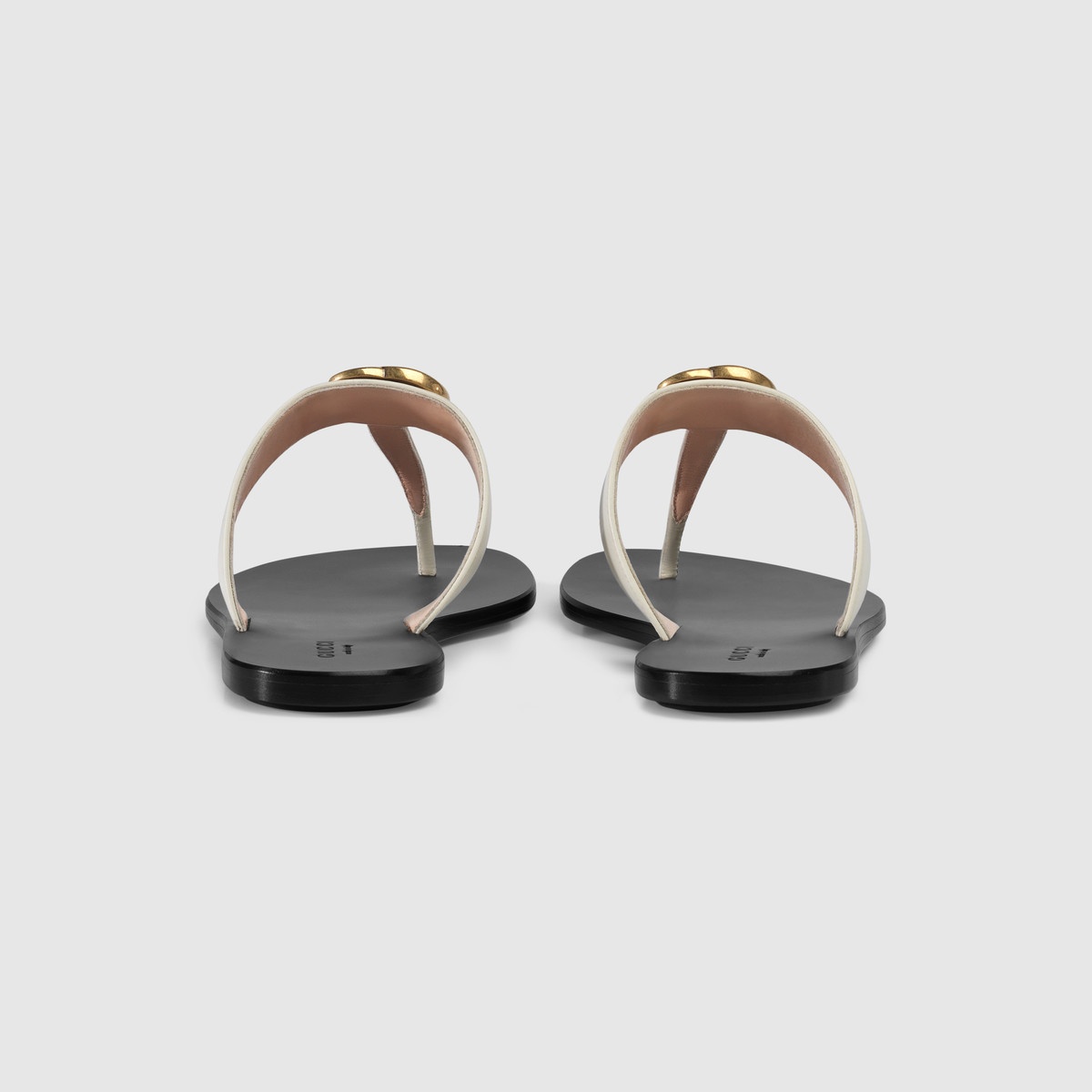 Leather thong sandal with Double G - 4