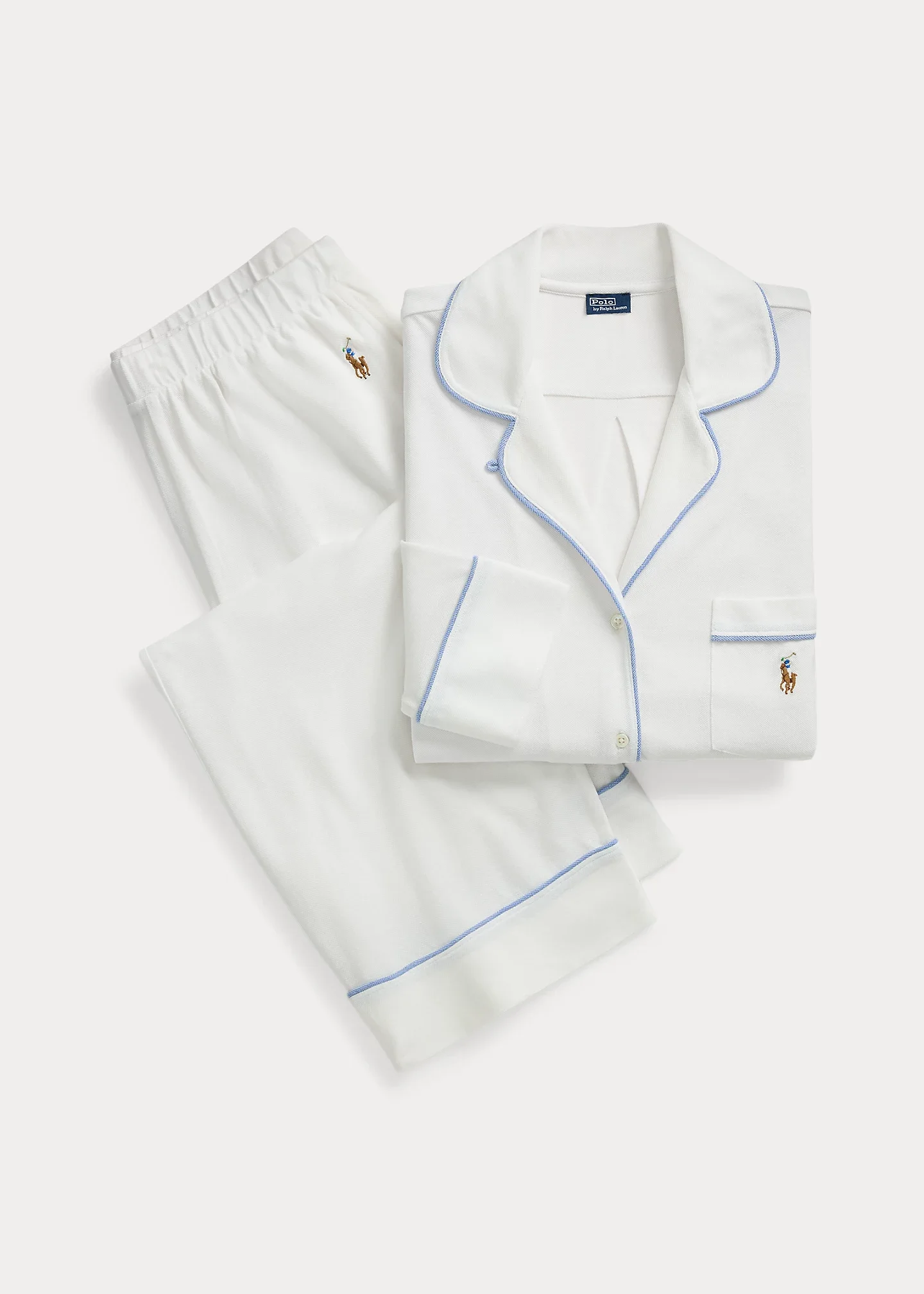 Knit Oxford Shirt & Pant Pajama Set - 1