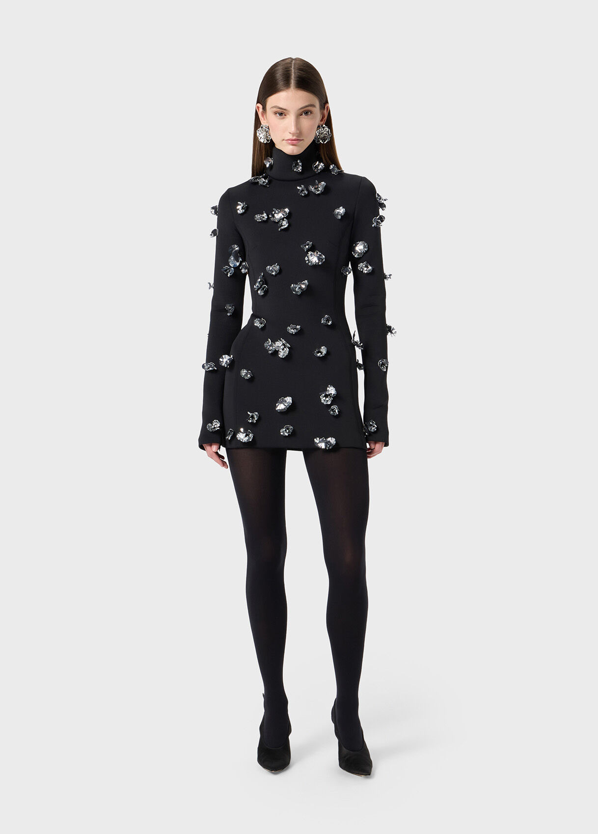 SHORT NEOPRENE DRESS WITH EMBROIDERY - 5