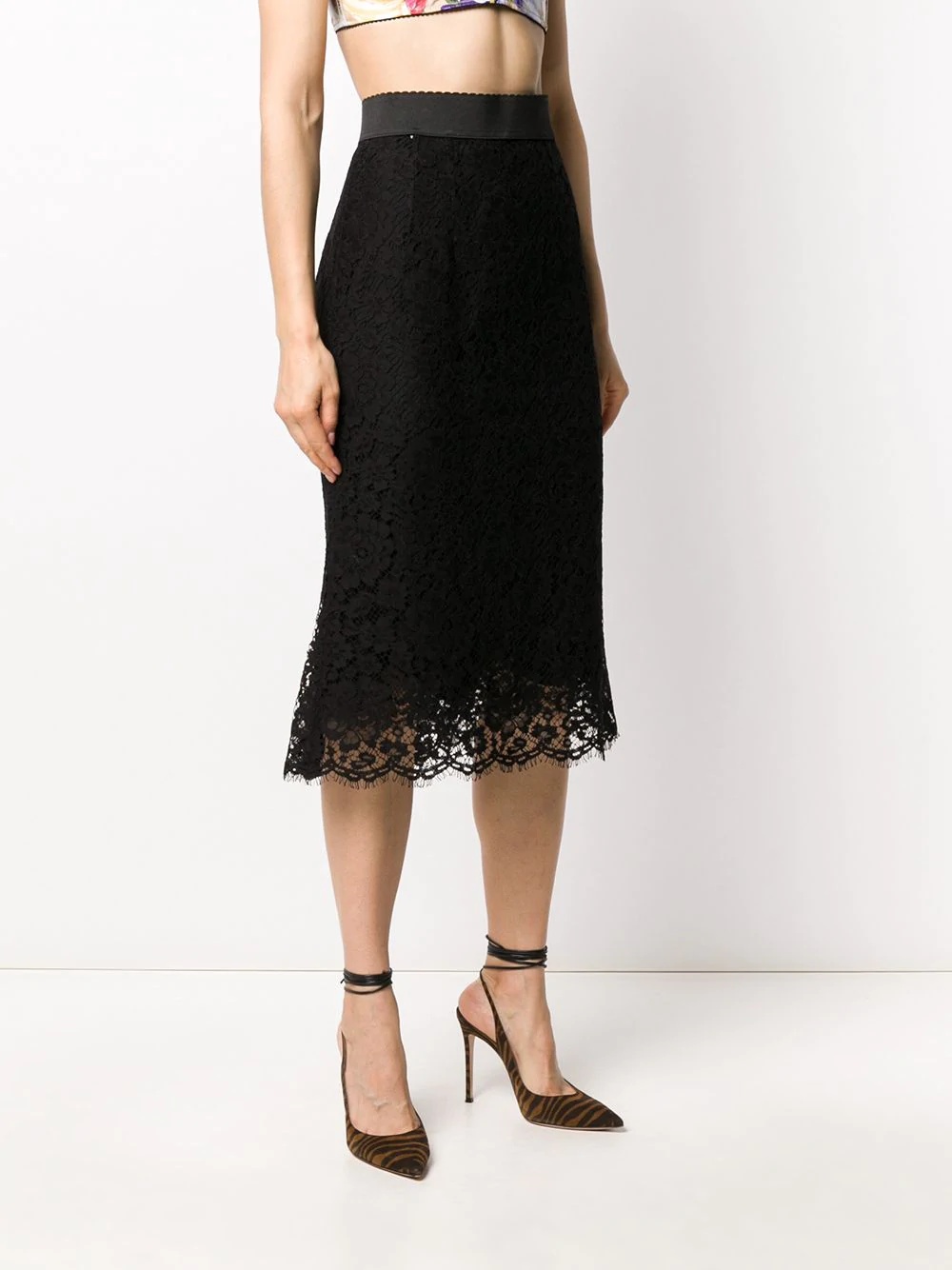 floral lace midi skirt - 3