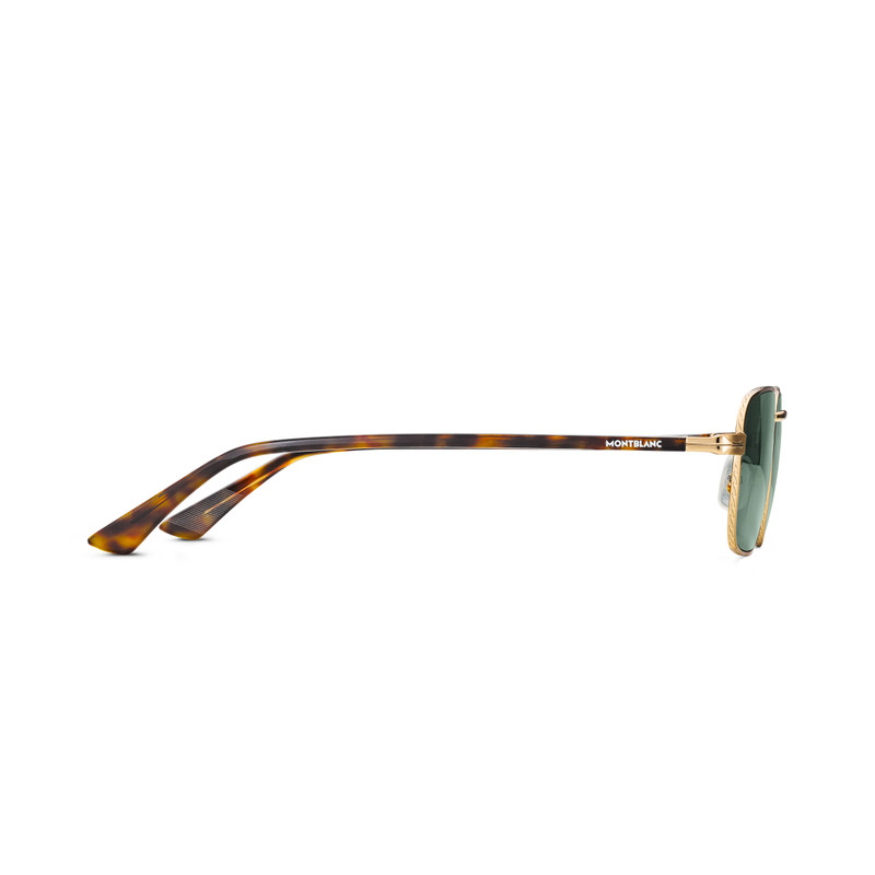 Montblanc Rectangular Sunglasses with Gold-Colored Metal Frame outlook