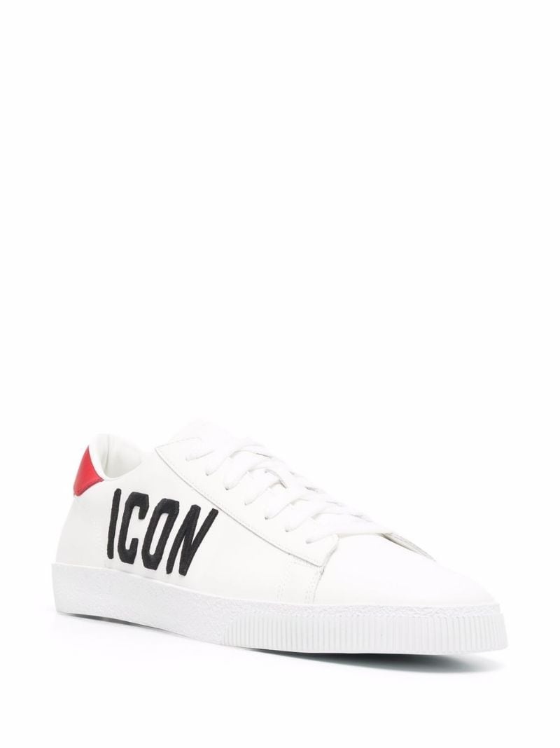 Icon embroidered leather trainers - 2