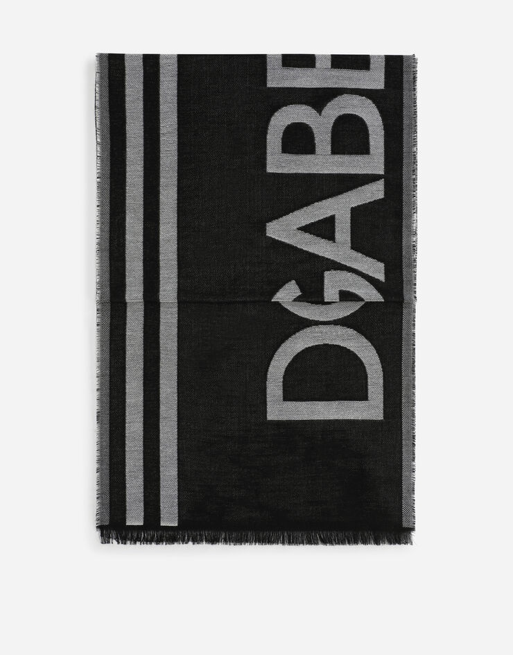 Cotton/modal jacquard scarf with logo - 1