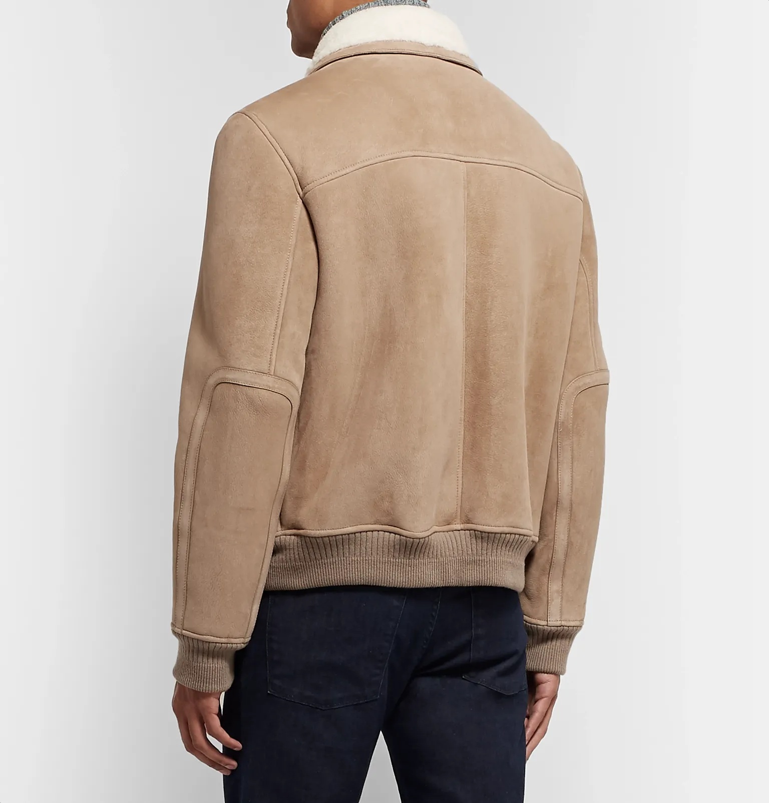 Cashmere-Trimmed Shearling Bomber Jacket - 5