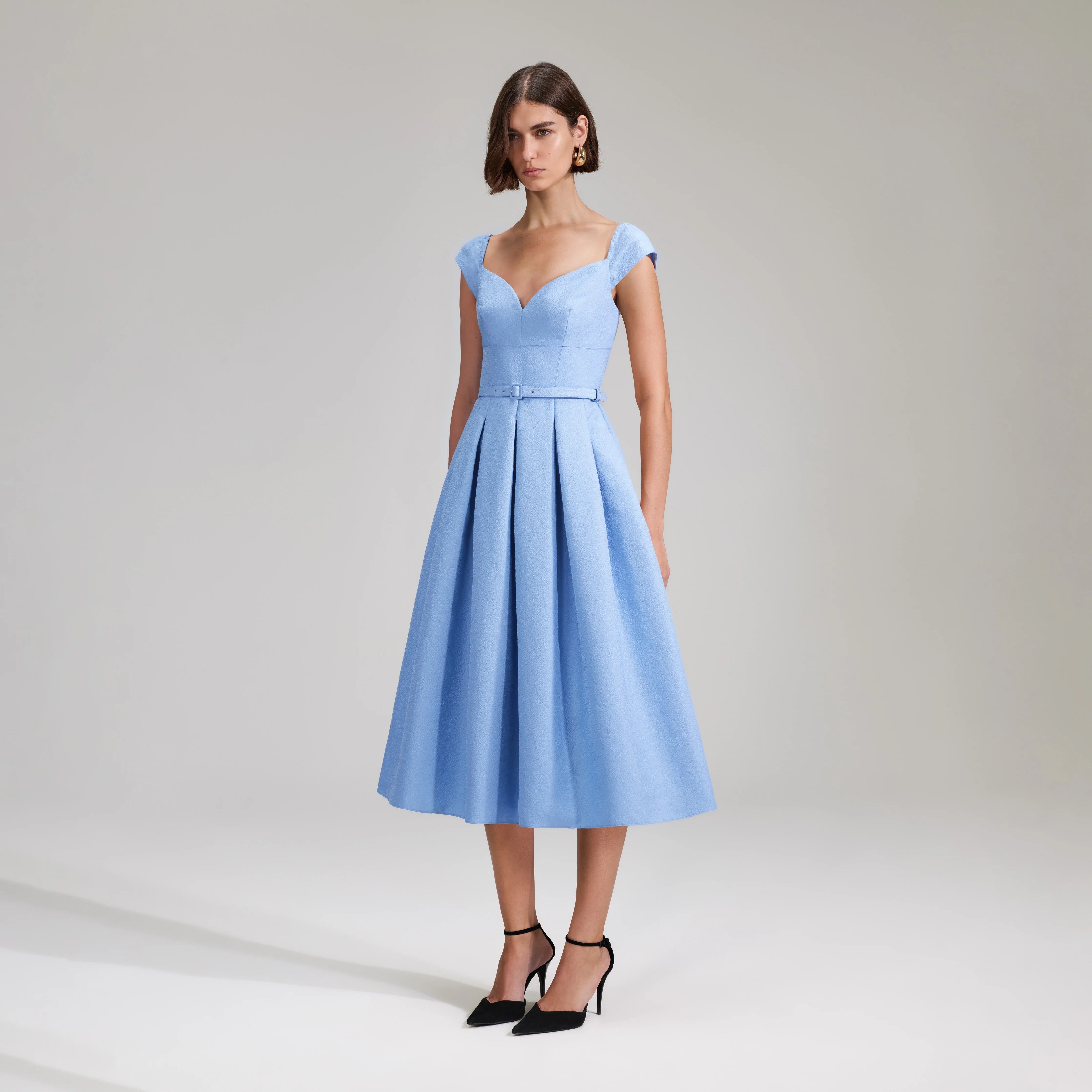 ワンピース self portrait Blue tailored taffta dress self-portrait Blue Taffeta Midi Dress | REVERSIBLE