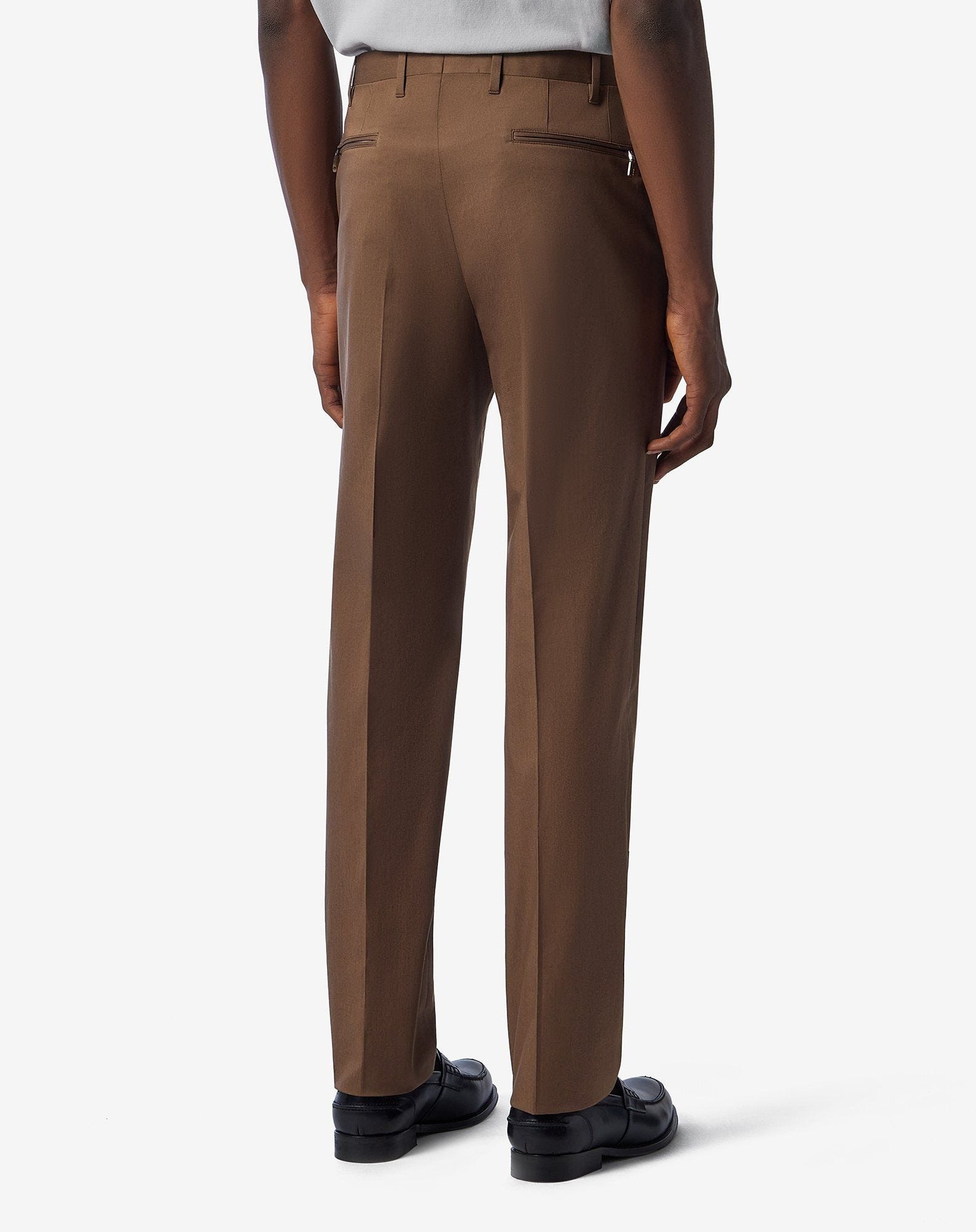Brown stretch cotton gabardine trousers - 4