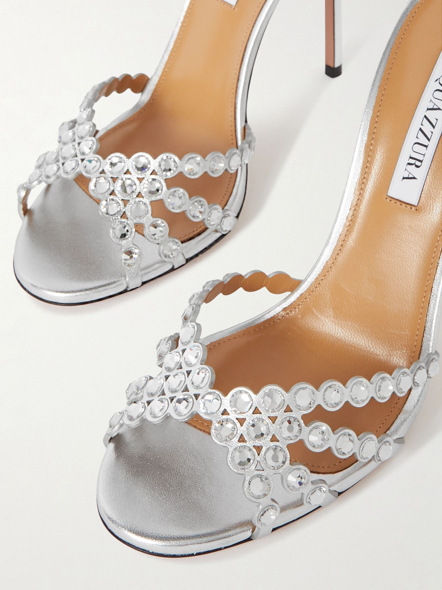 Tequila 105 crystal-embellished metallic leather sandals Silver - 5