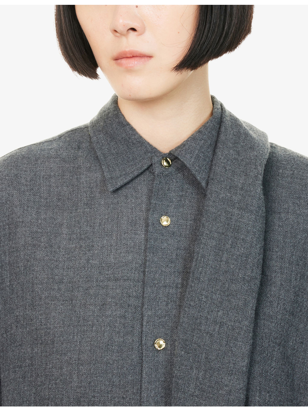 Georgia Detachable-Scarf Wool Shirt - 5