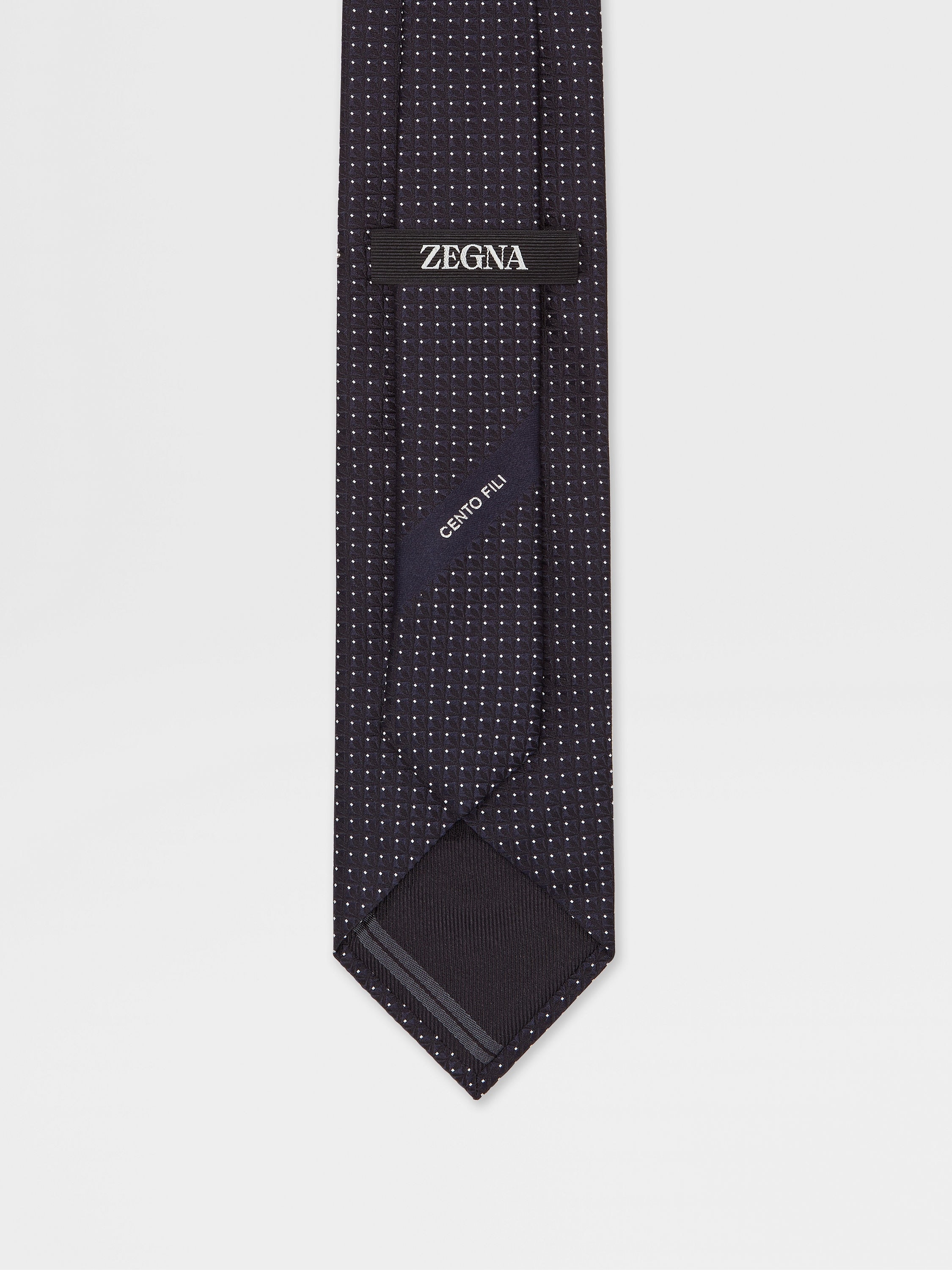 DARK BLUE CENTO FILI SILK TIE - 3