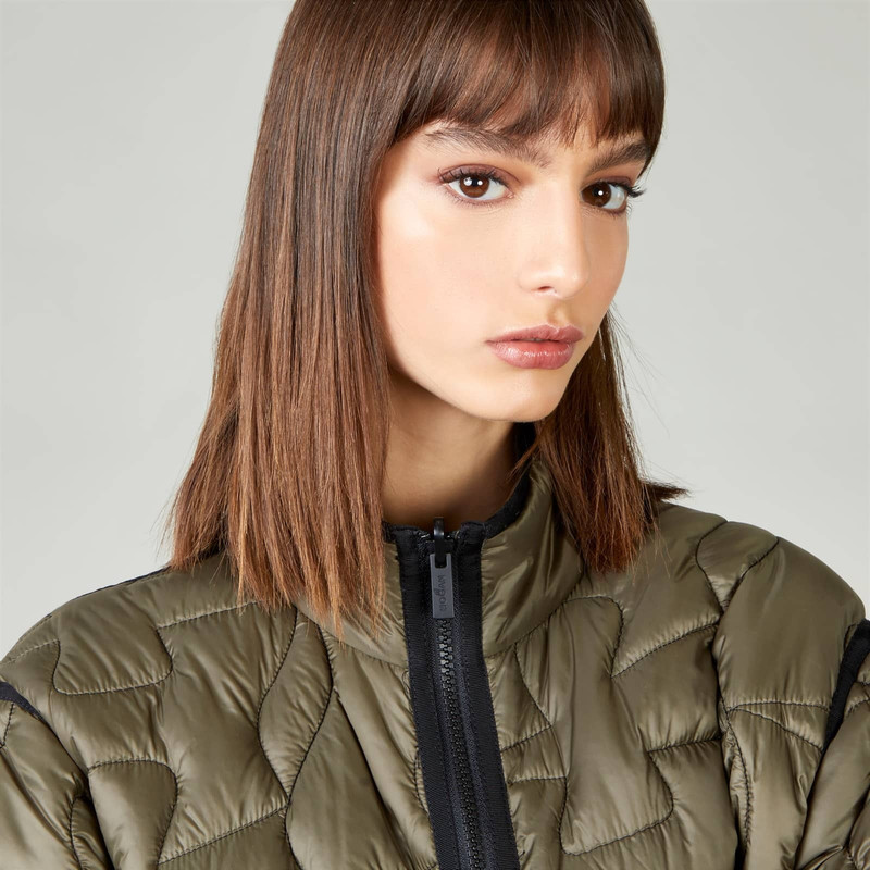 Quilted Bomber Jacket Green Black 8