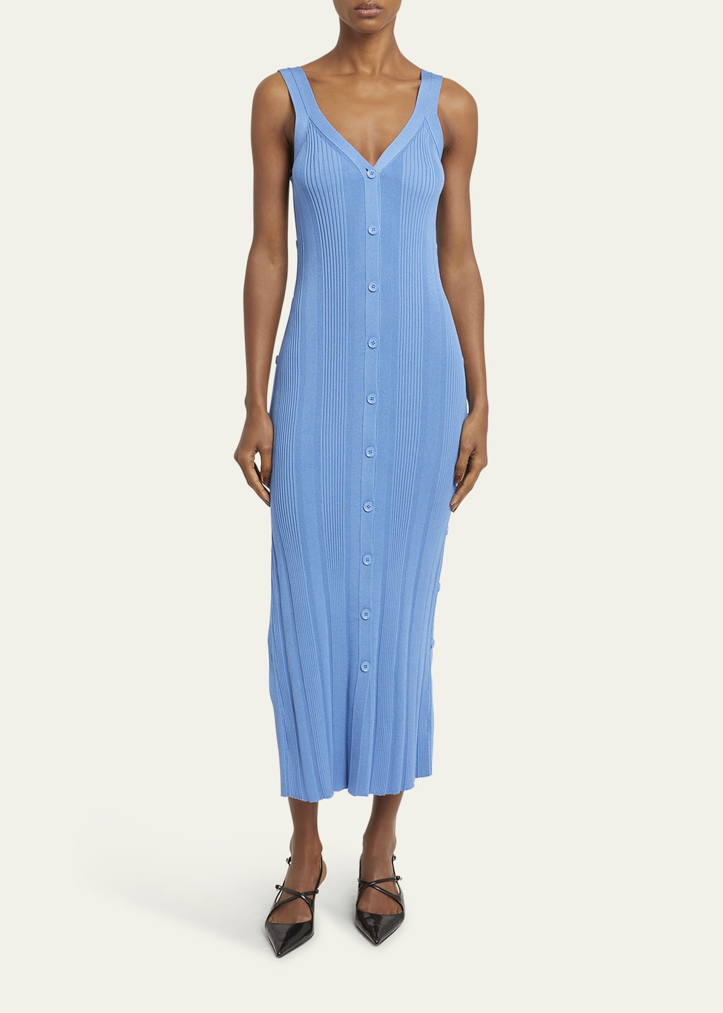Ellis Buttoned Column Rib Dress - 2