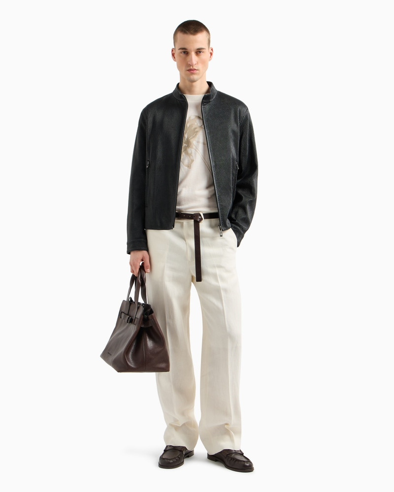 BLOUSON IN SEMI-VEGETABLE TANNED, PERFORATED NAPPA LAMBSKIN 2