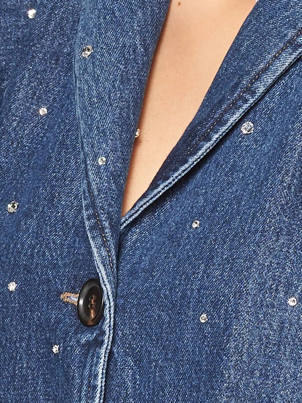 crystal-embellished denim coat - 5