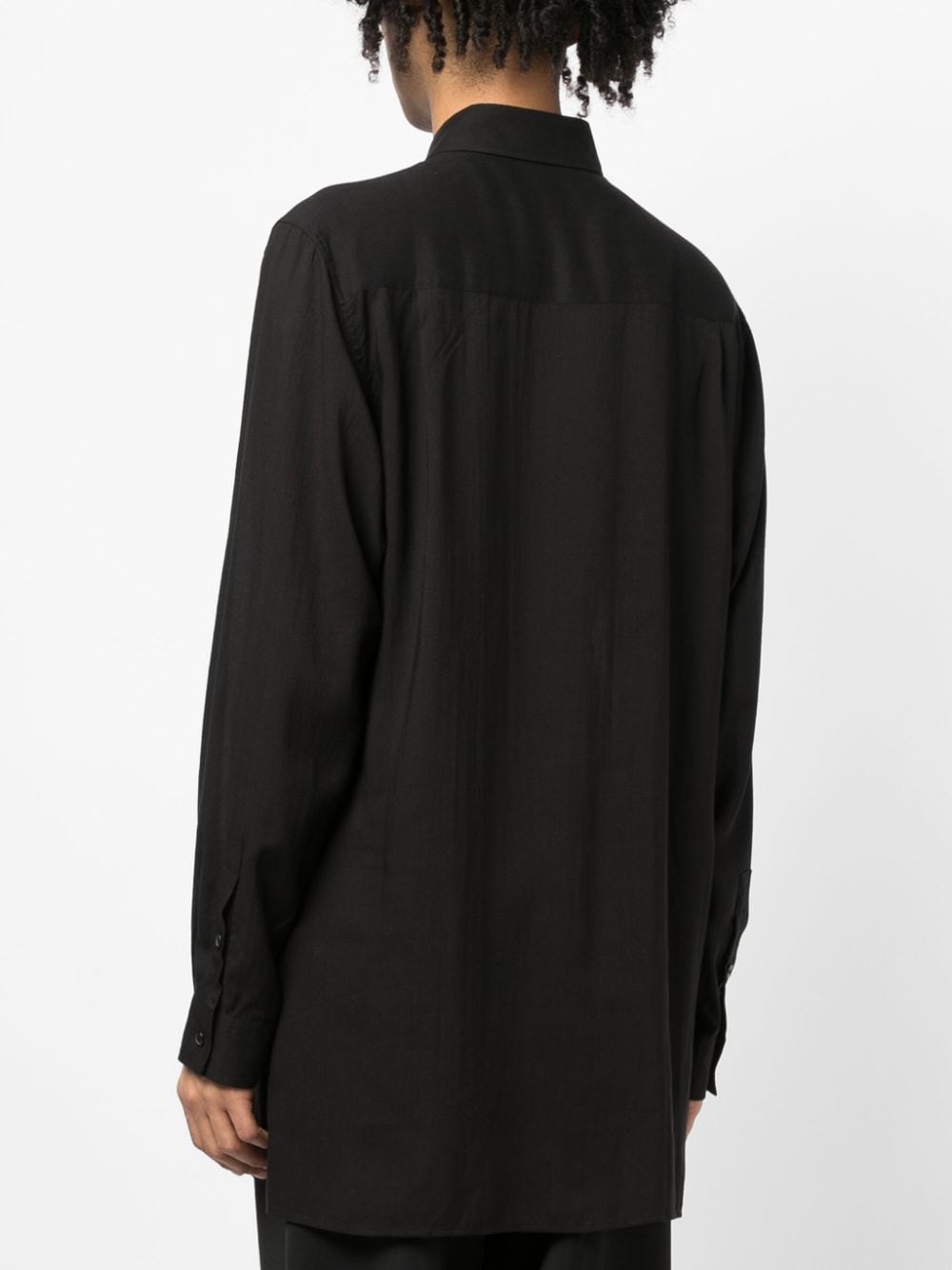 pointed-collar button-up shirt - 4