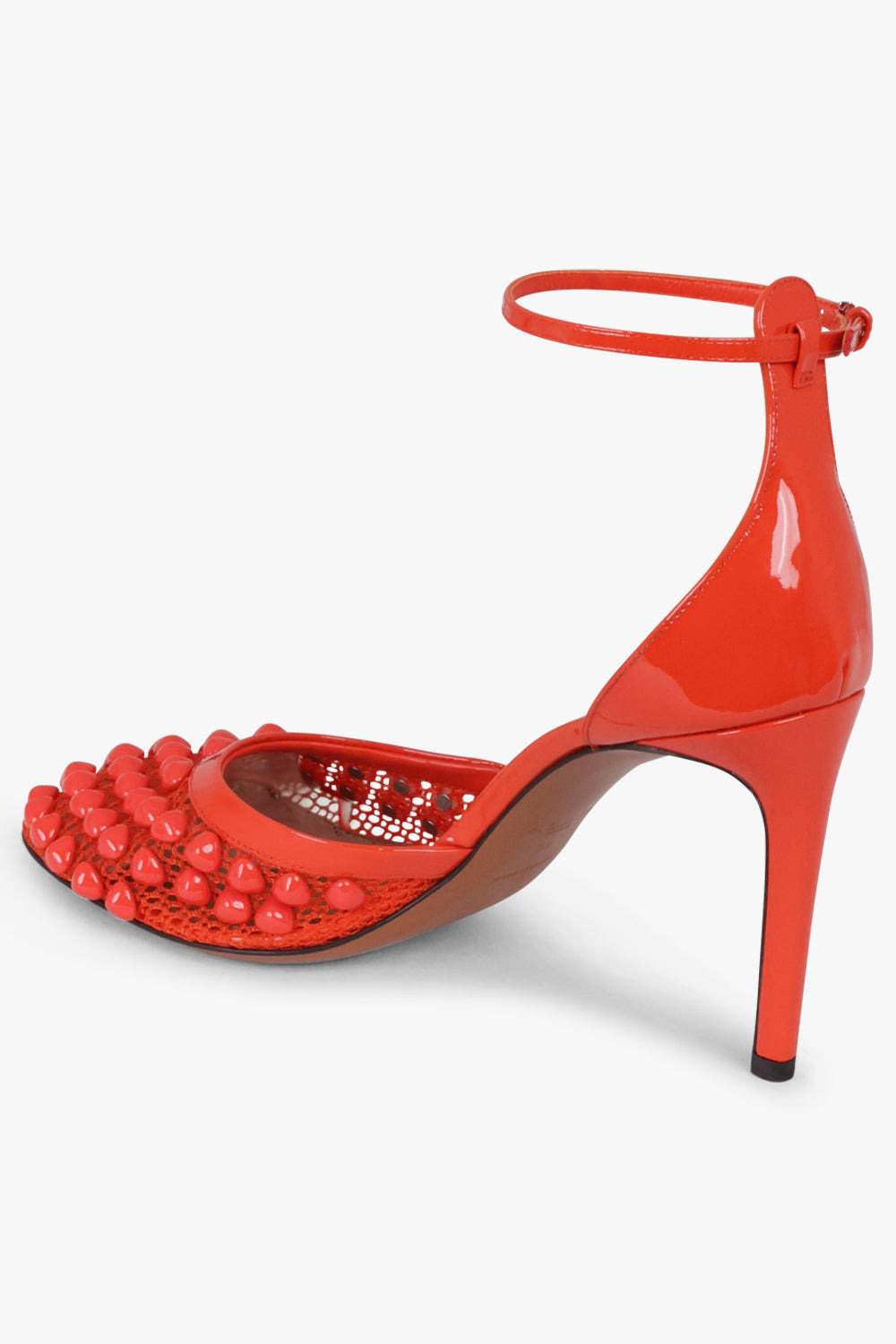 STUD FISHNET MESH 90MM POINTED PUMP | ORANGE - 3