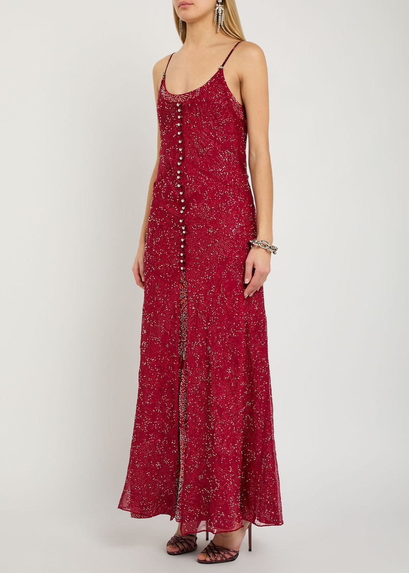 rabanne Rabanne Bead-embellished Chiffon Maxi Dress outlook