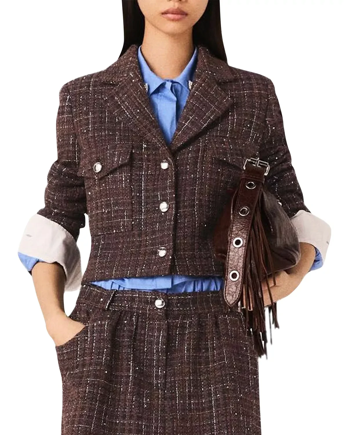 Sequin Tweed Crop Jacket - 1