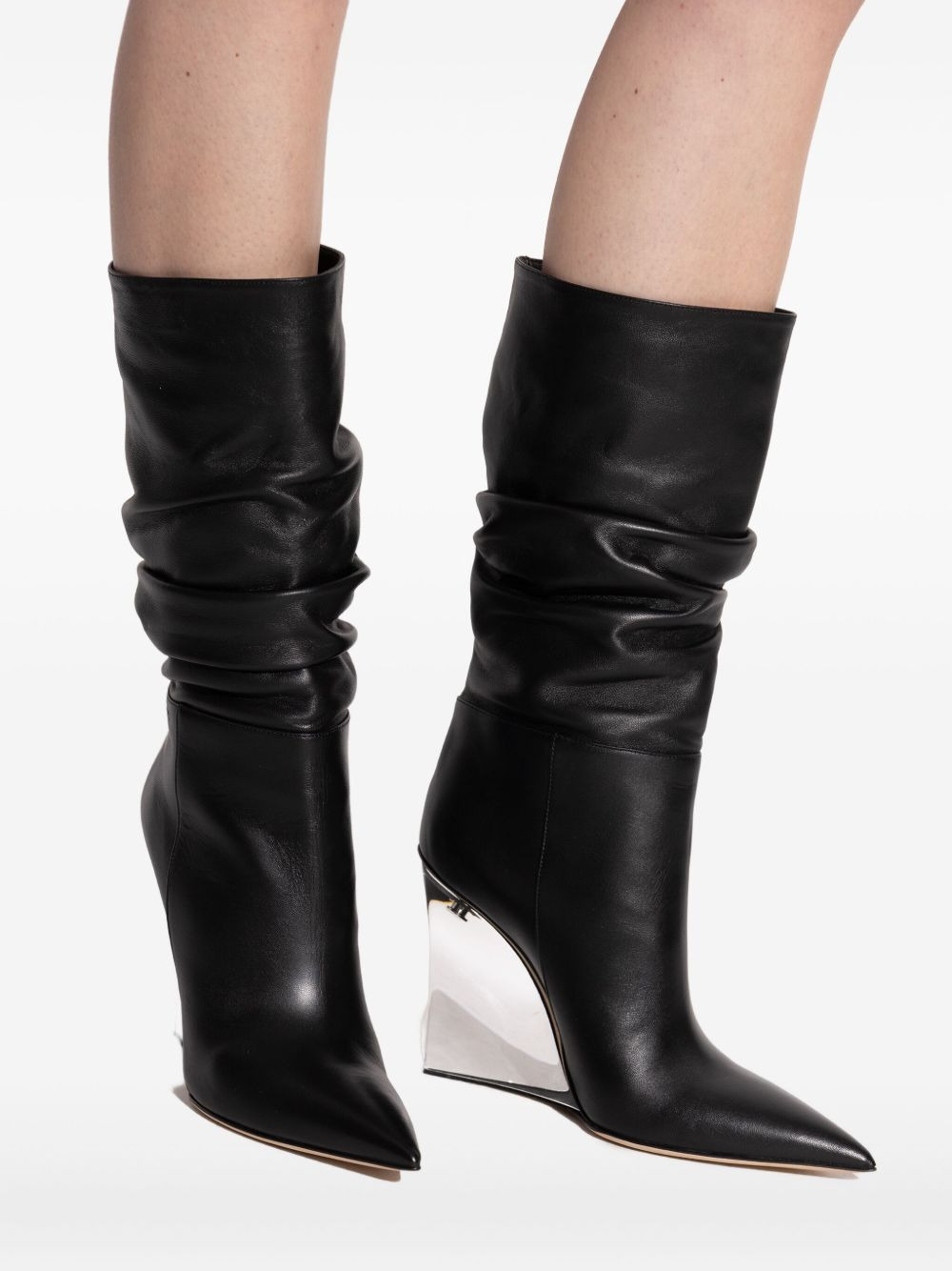 ruched pointed boots - 4