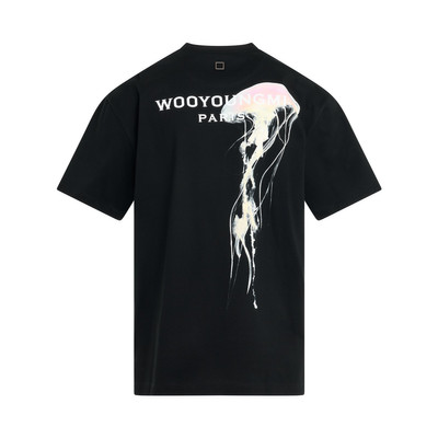 Wooyoungmi Glowing Jellyfish Print T-Shirt in Black outlook