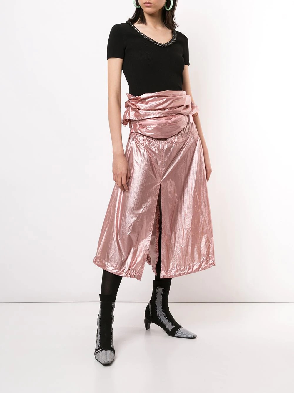 gathered metallic skirt - 2