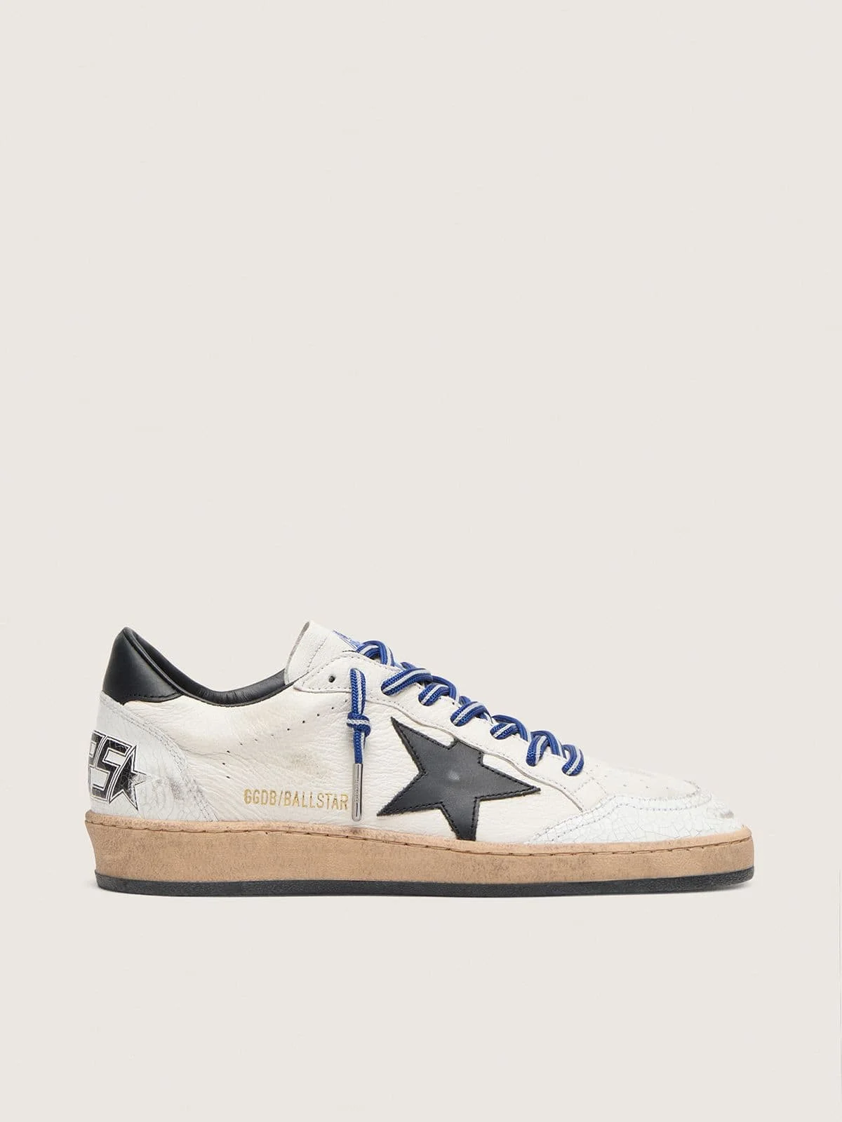 Men's tennis-inspired Ball Star LTD in white nappa leather with black leather star and heel tab - 1