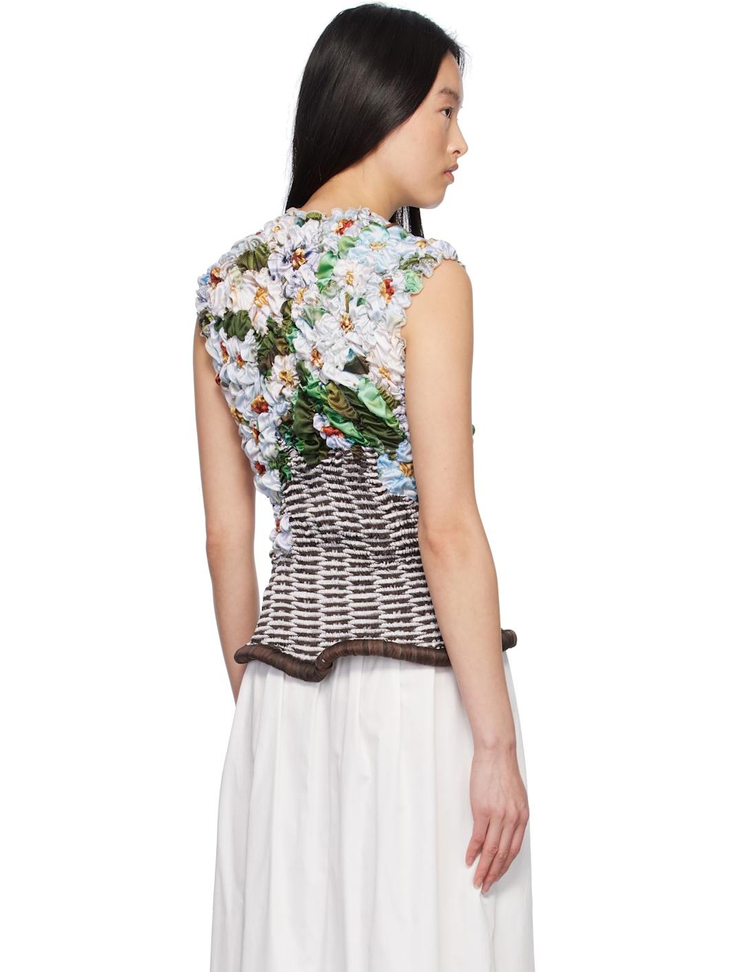 Multicolor Basket White Blossom Tank Top - 3