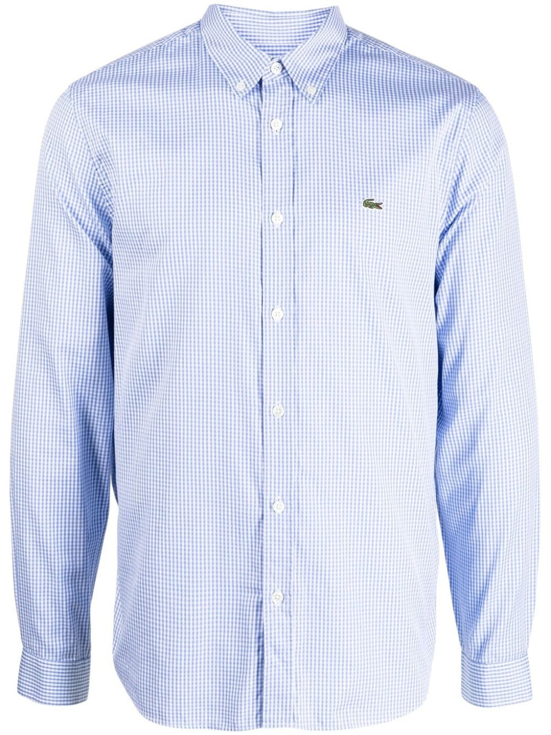 crocodile logo-patch plaid shirt 1