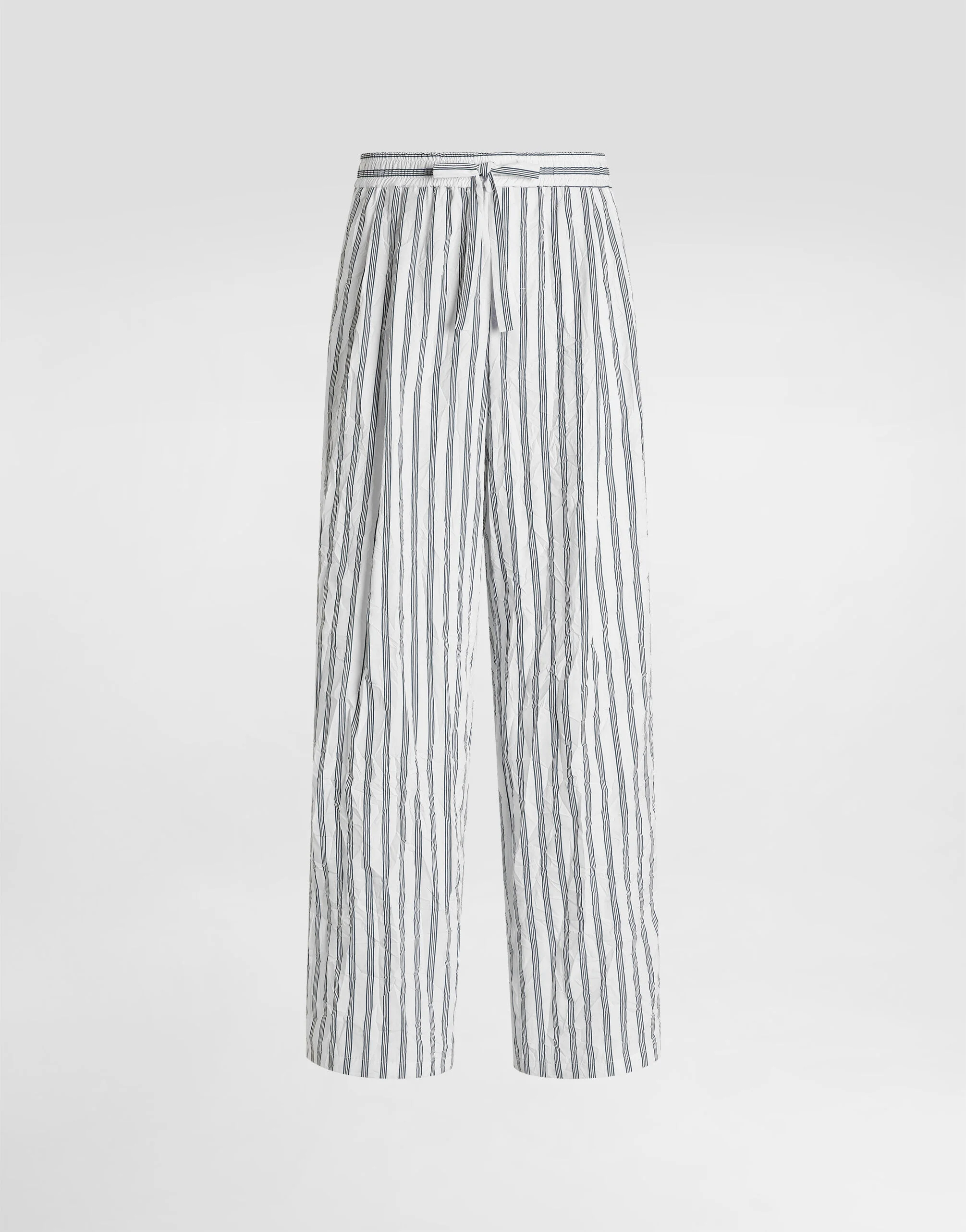 Crinkled striped poplin vanity trousers - 1