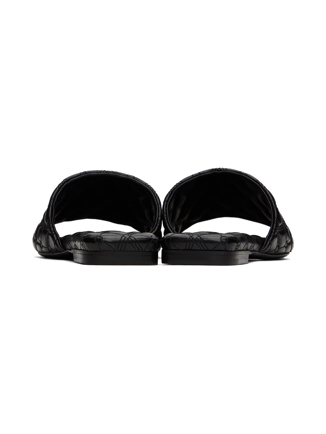 Black Leather Quilt Slides - 2