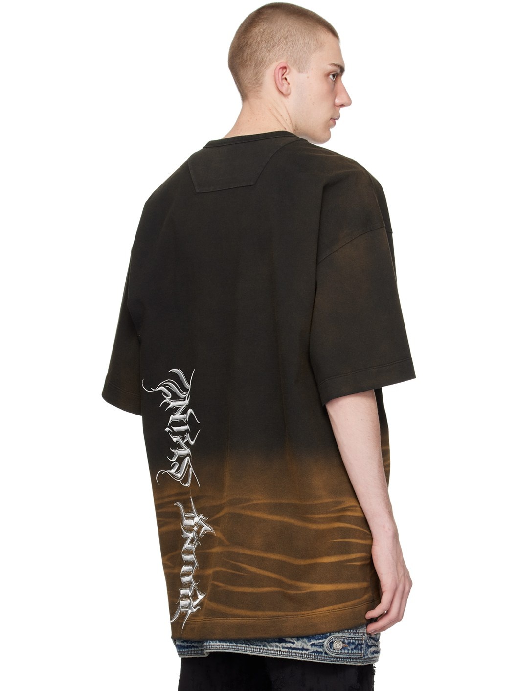 Black & Brown Garment-Dyed T-Shirt - 3