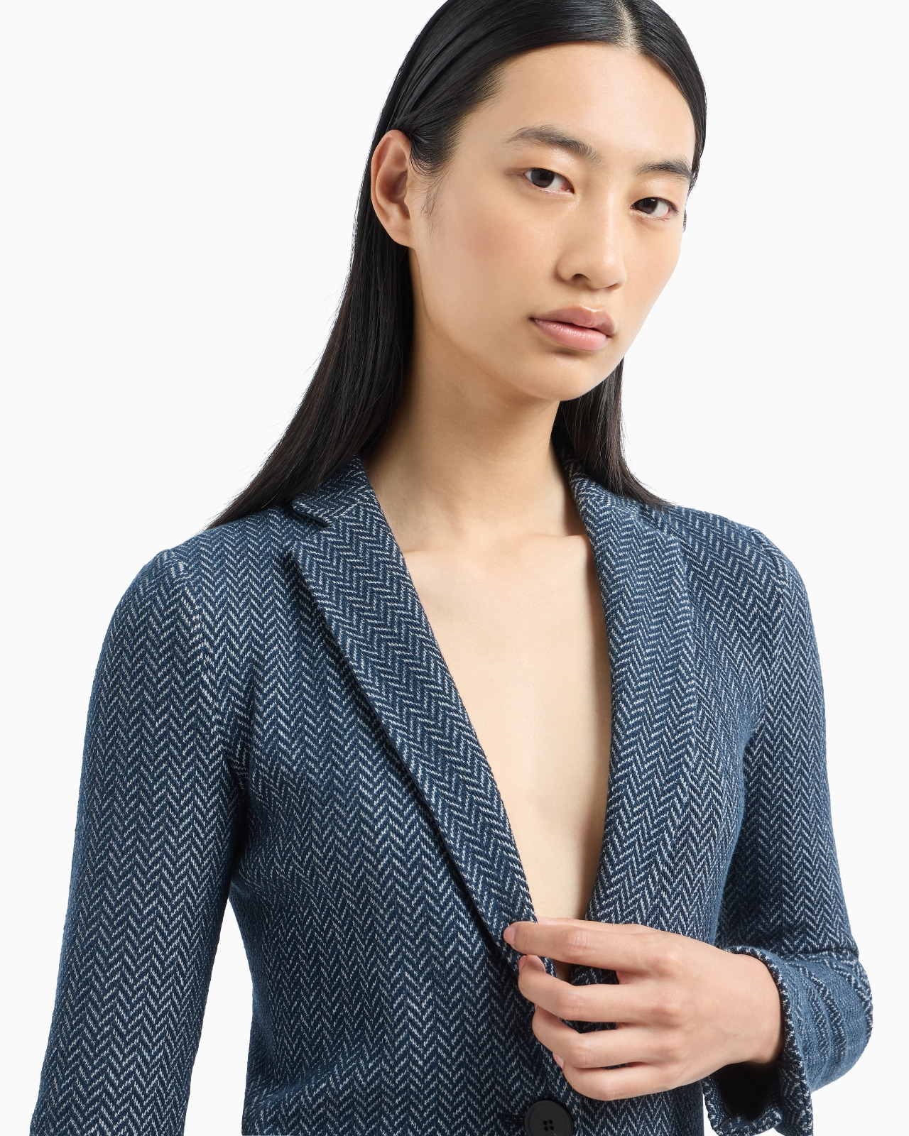 SINGLE-BREASTED BLAZER CHEVRON-MOTIF JERSEY - 5
