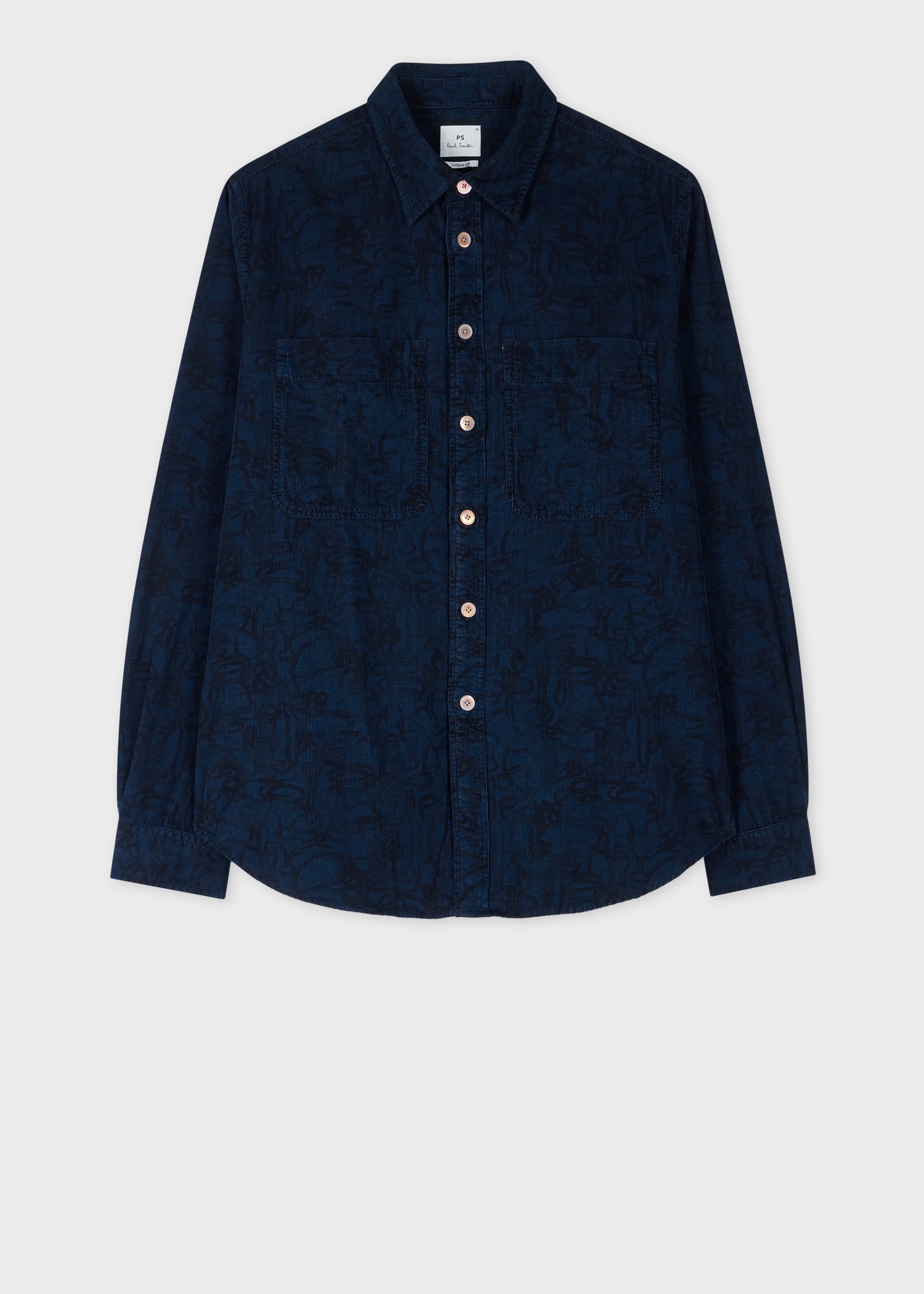 Dark Navy 'Le Soir' Print Corduroy Shirt - 1