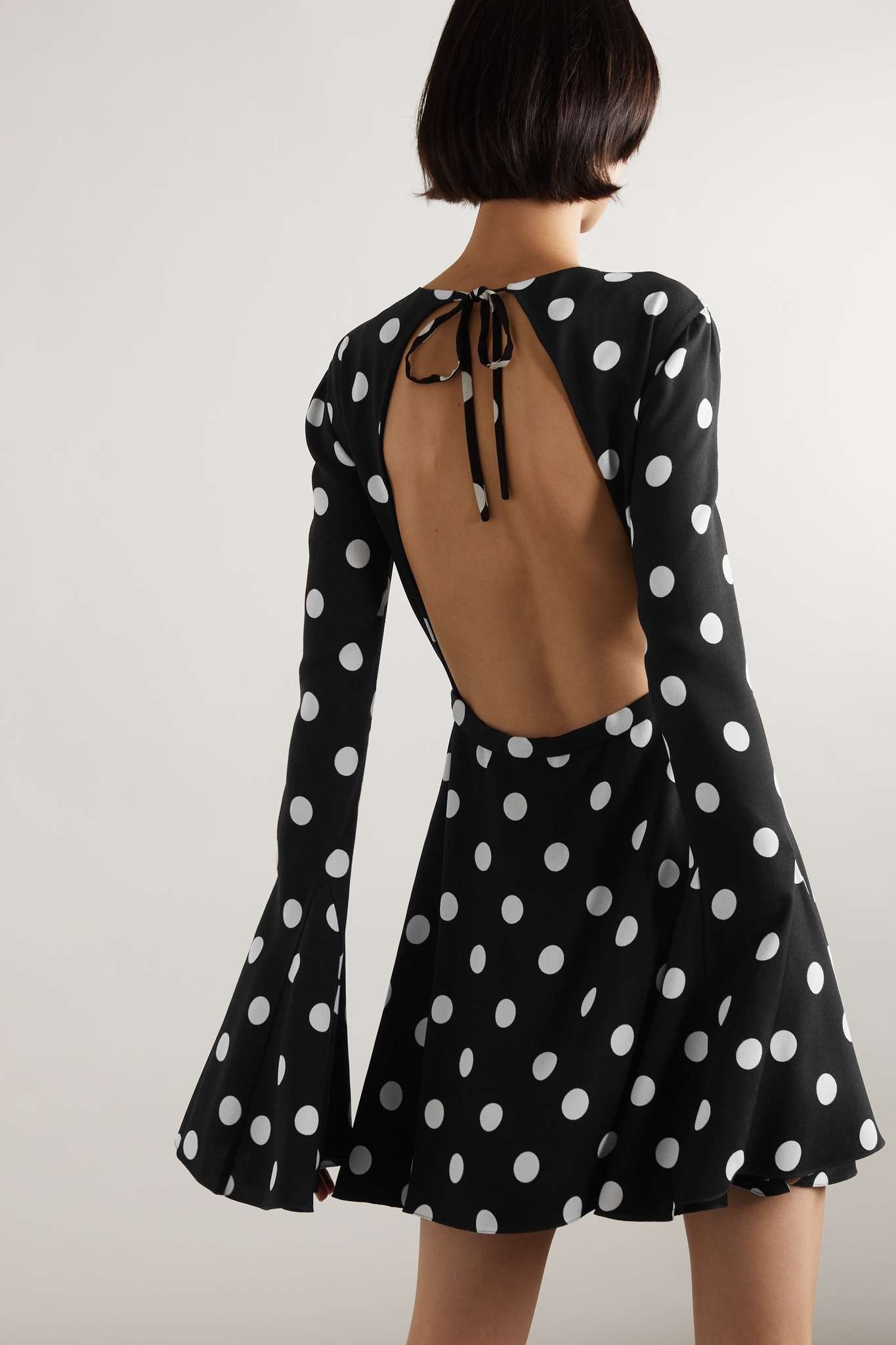 Open-back polka-dot crepe mini dress - 3