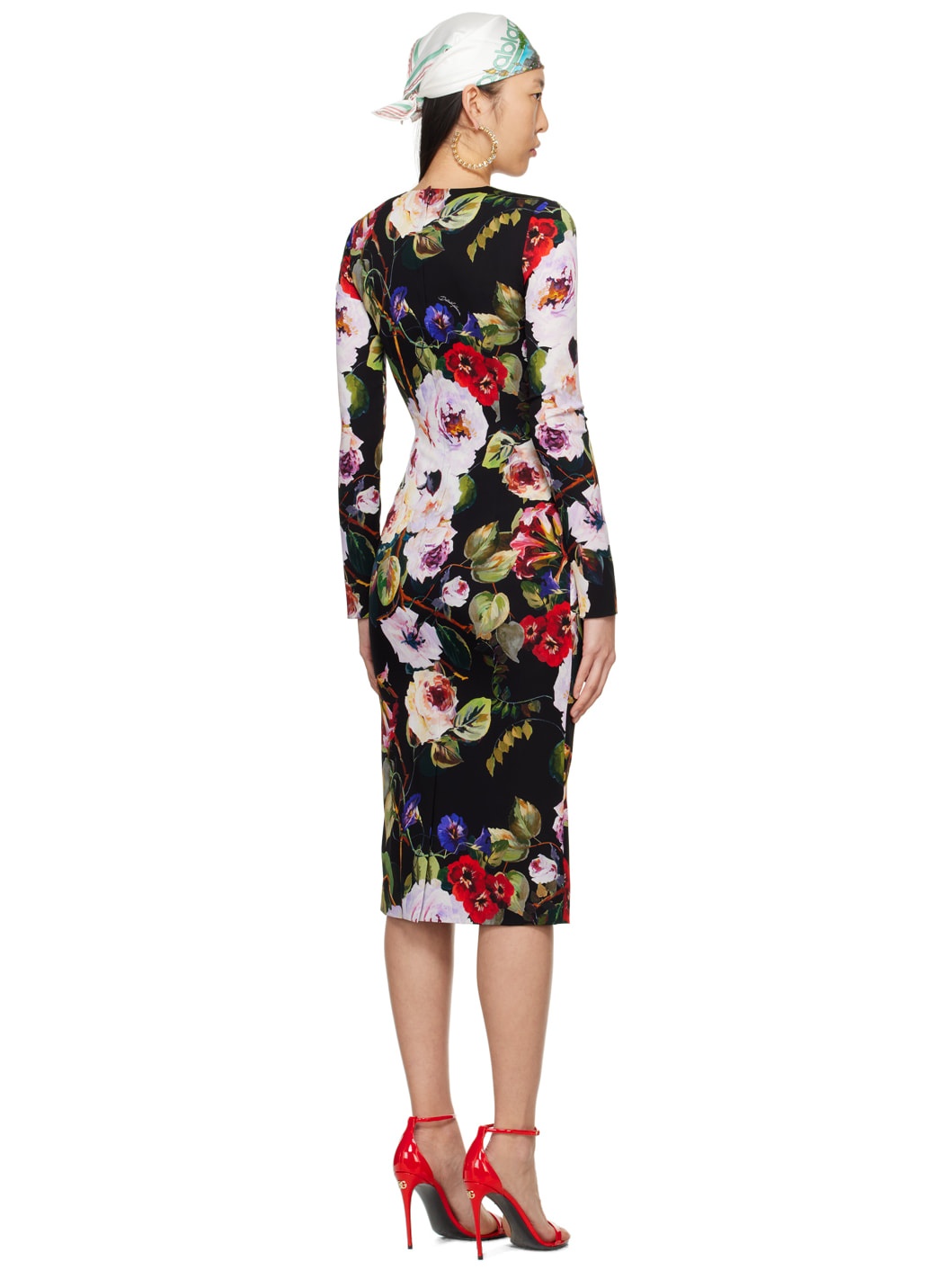 Black Floral Midi Dress - 3