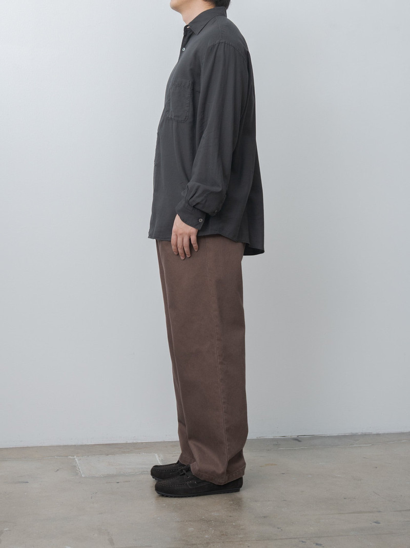 Cotton Silk Twill Garment-dyed Loose Shirt - Carbon 3