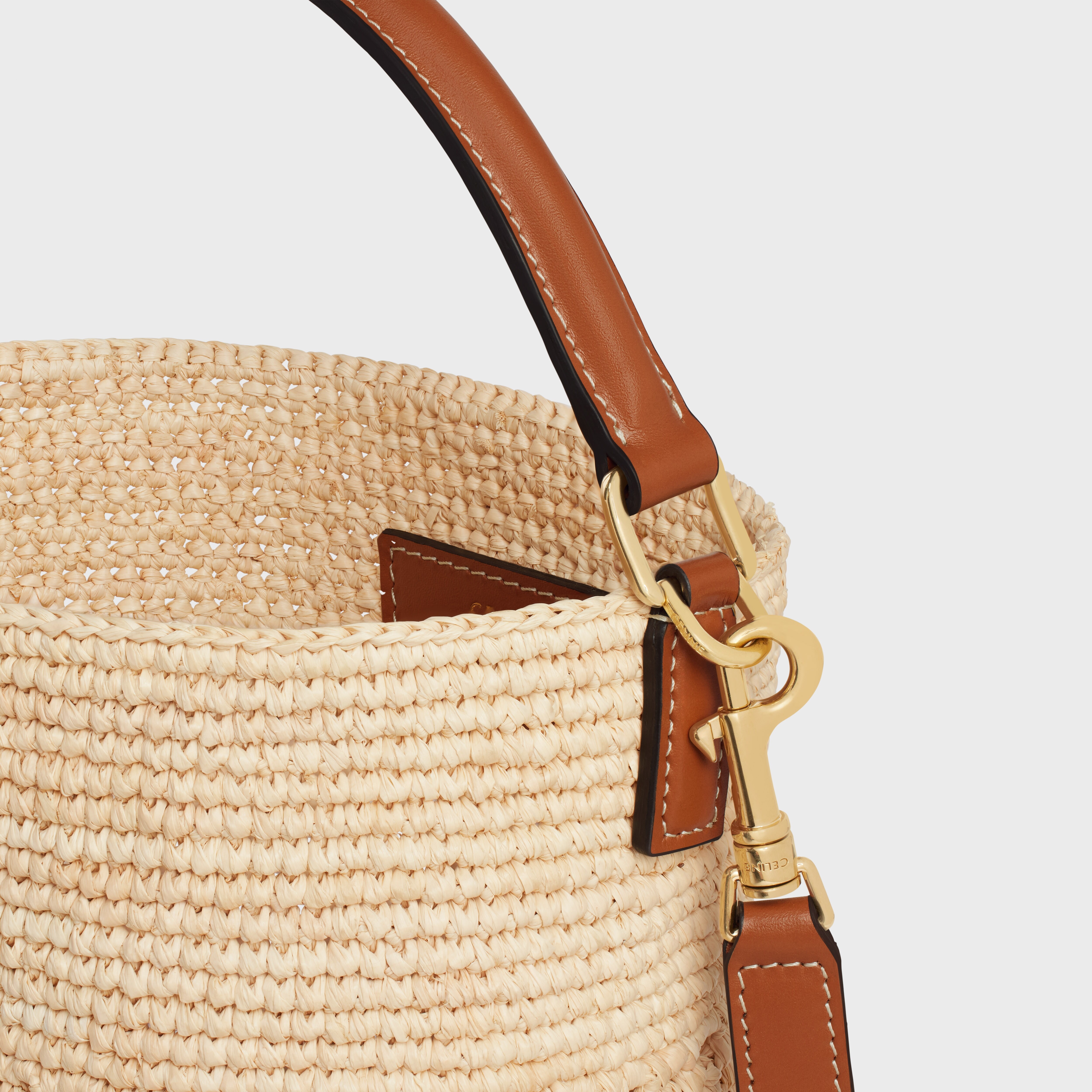 SMALL LOUISE BUCKET IN RAFFIA AND CALFSKIN - 4