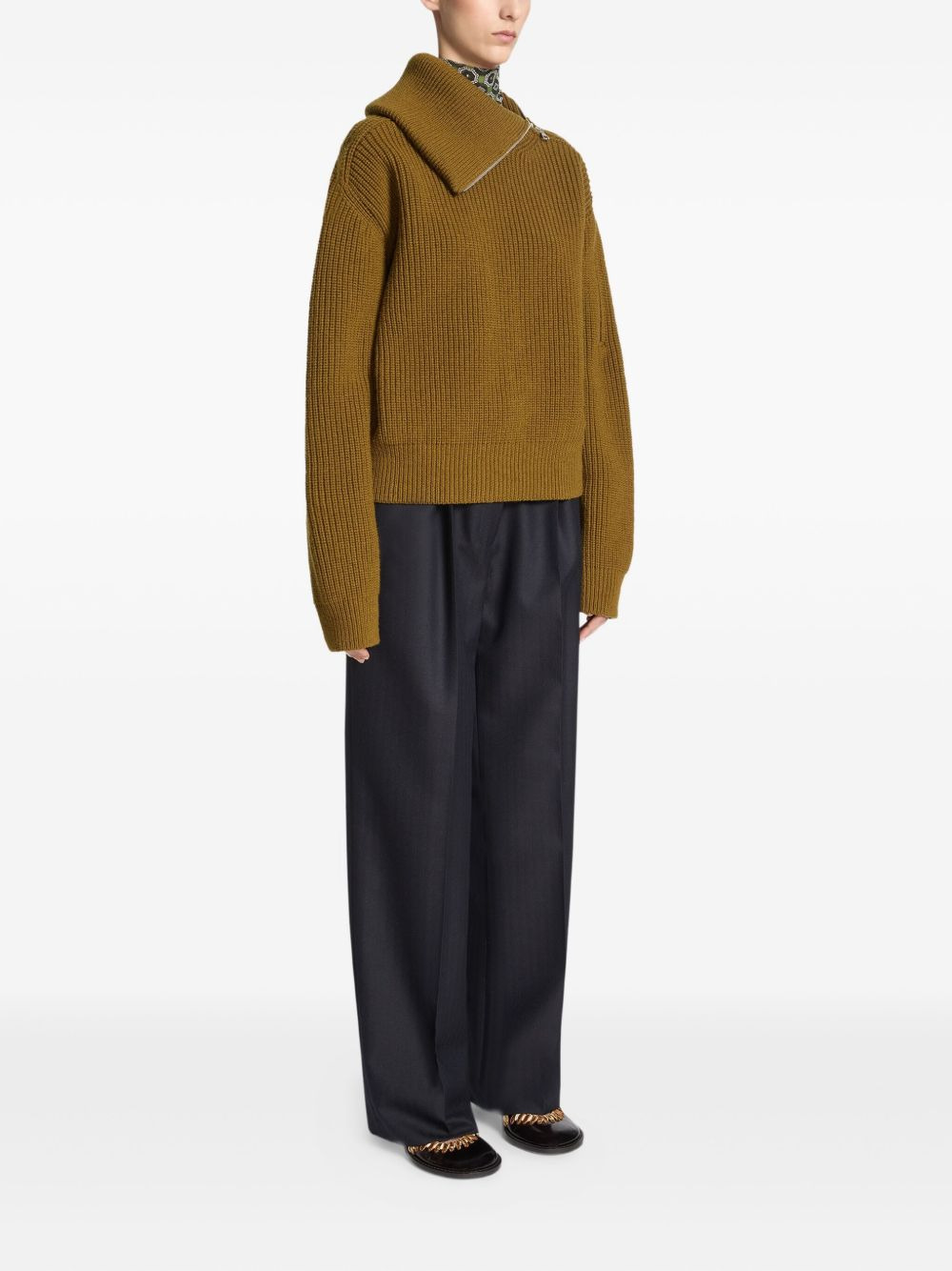 zipped high-neck wool sweater - 3