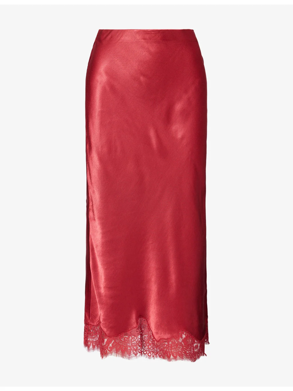 Ebony Lace-Trim Satin Skirt - 1