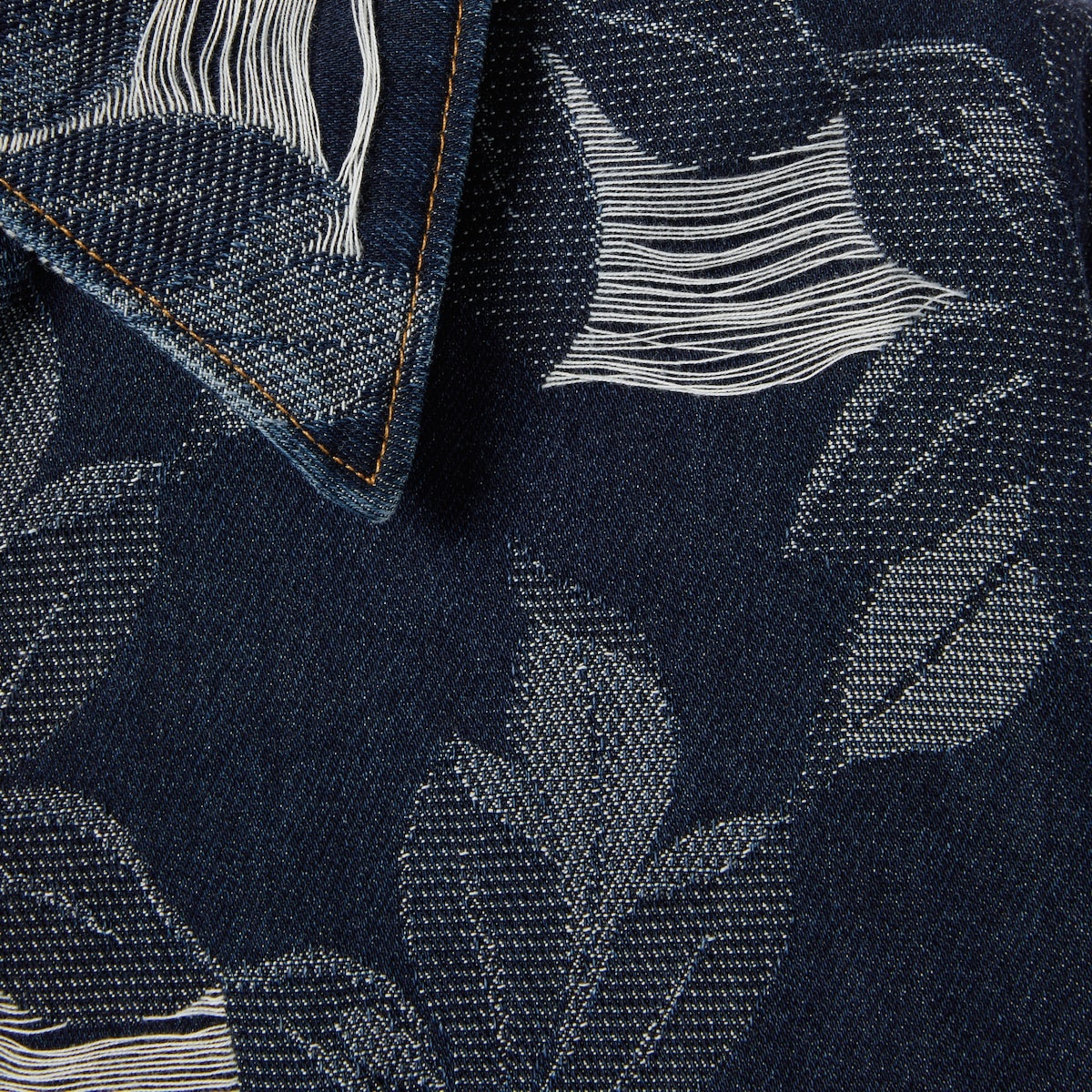 Cotton denim floral jacquard shirt - 6