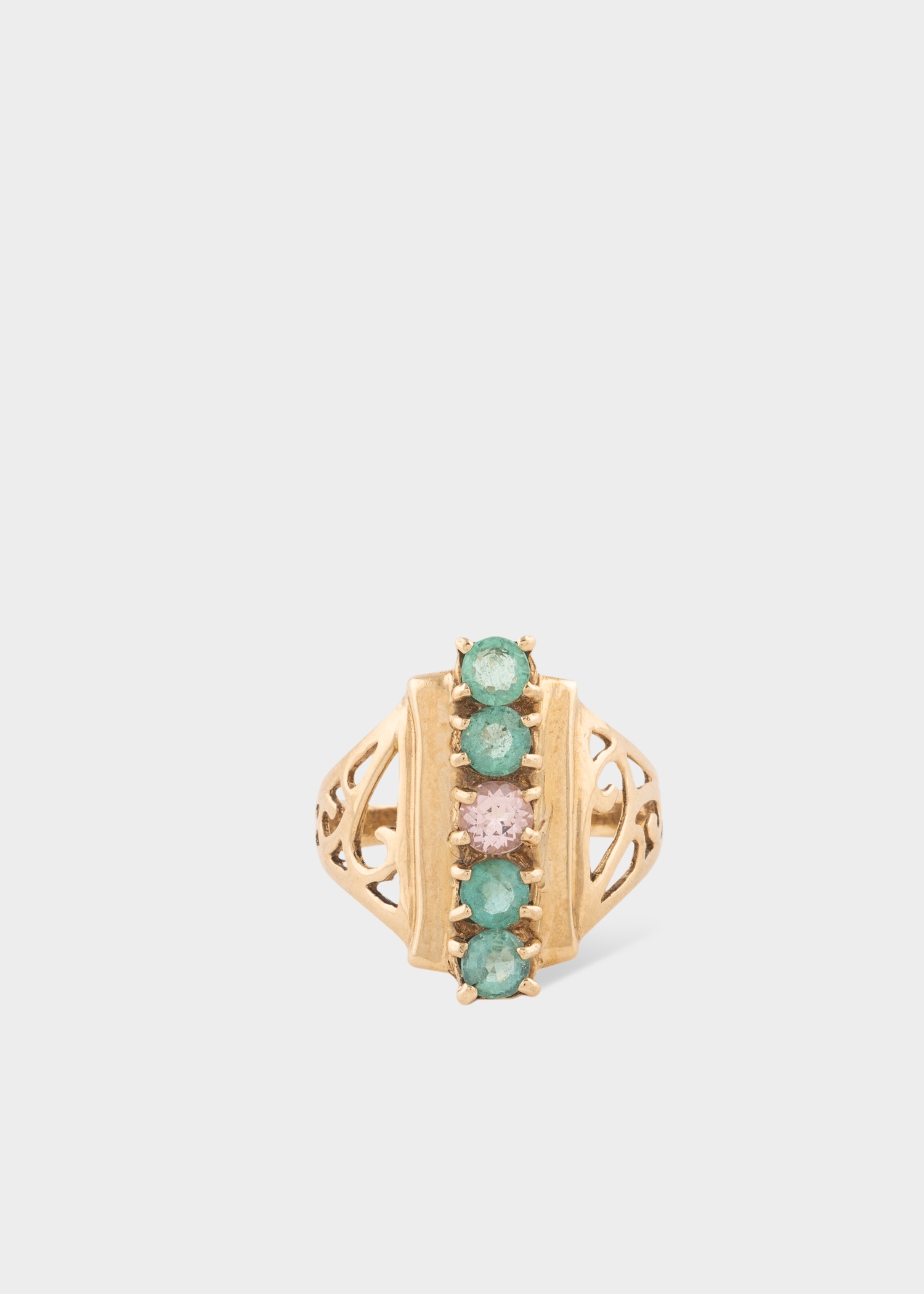 'Extravagant Emerald and Morganite' Gold Cocktail Ring by Barqoue Rocks - 1