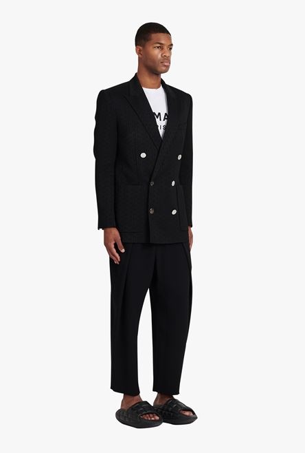 Black eco-designed crepe blazer with Balmain monogram - 7