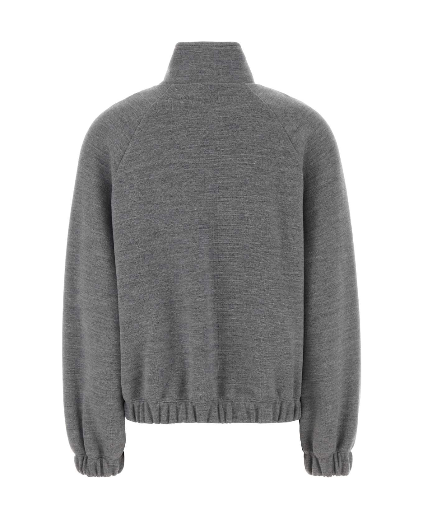 Melange Grey Wool Blend Frine Oversize Sweatshirt - 2