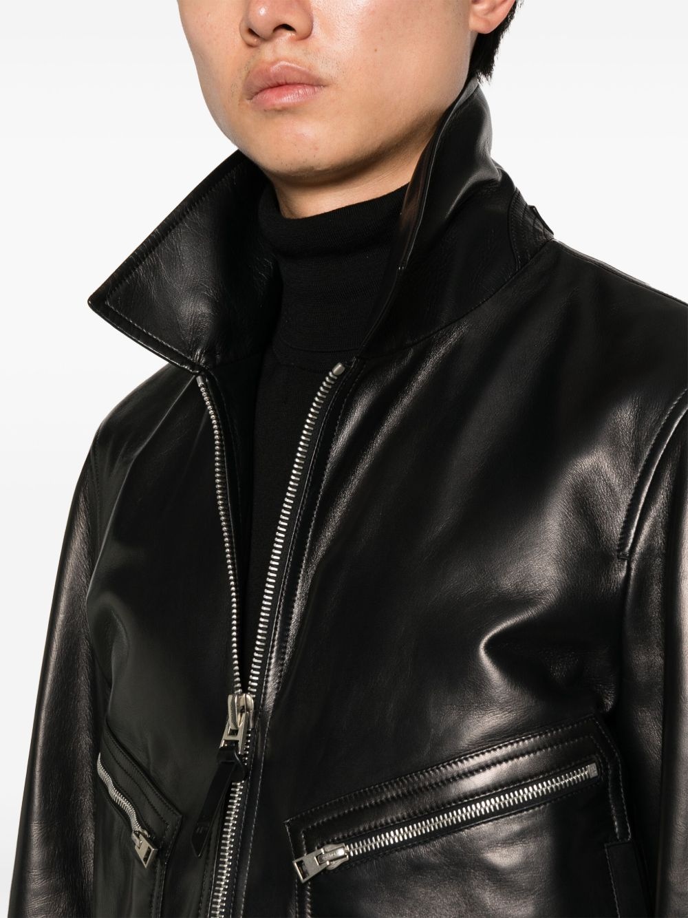 leather bomber jacket - 5