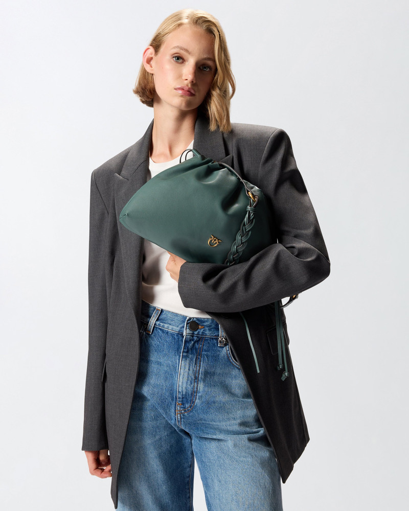 LARGE SHOULDER CLUTCH IN LEATHER WITH LOVE BIRDS LOGO 6