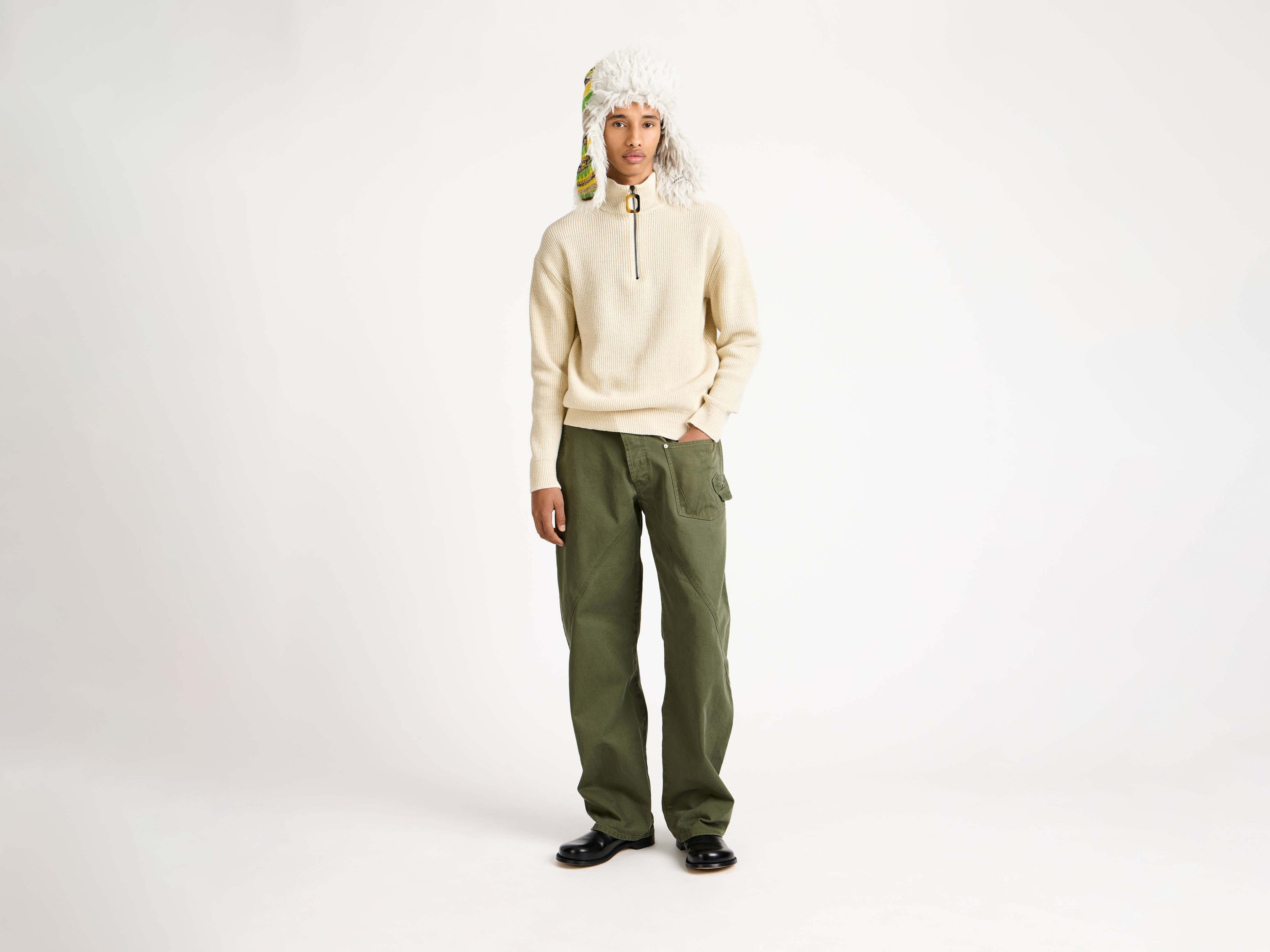 HALF ZIP JUMPER IN IVORY - 2